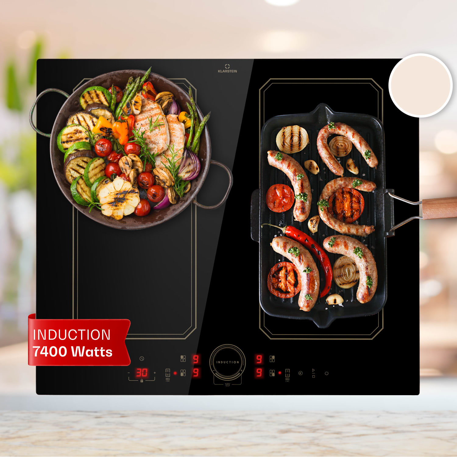 Klarstein Victoria 4 Flex, indukciós főzőlap, beépített, 7000 W, Flexzone, időzítő akciós termékkép 1