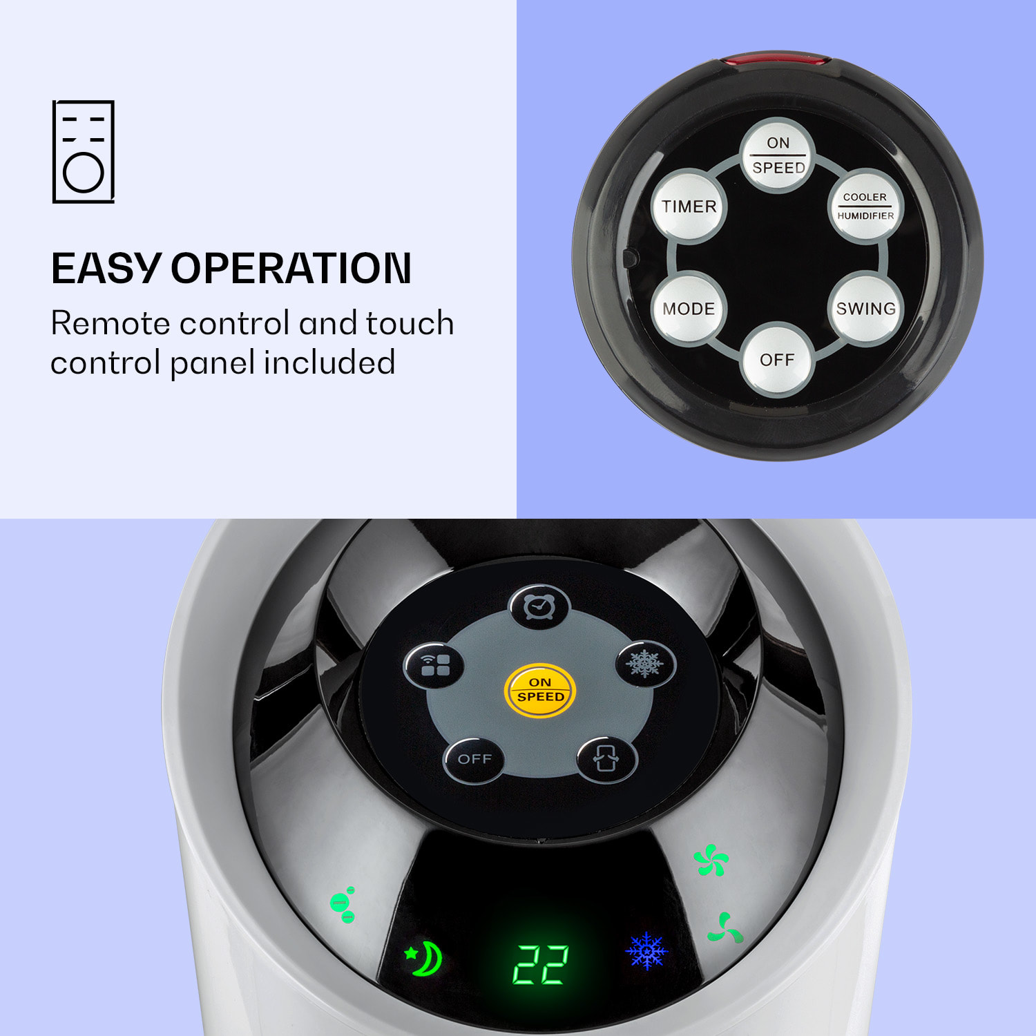 Klarstein Skyscraper Ice Smart 4-in-1 Air Cooler & Fan WiFi 210m³/h Remote Control