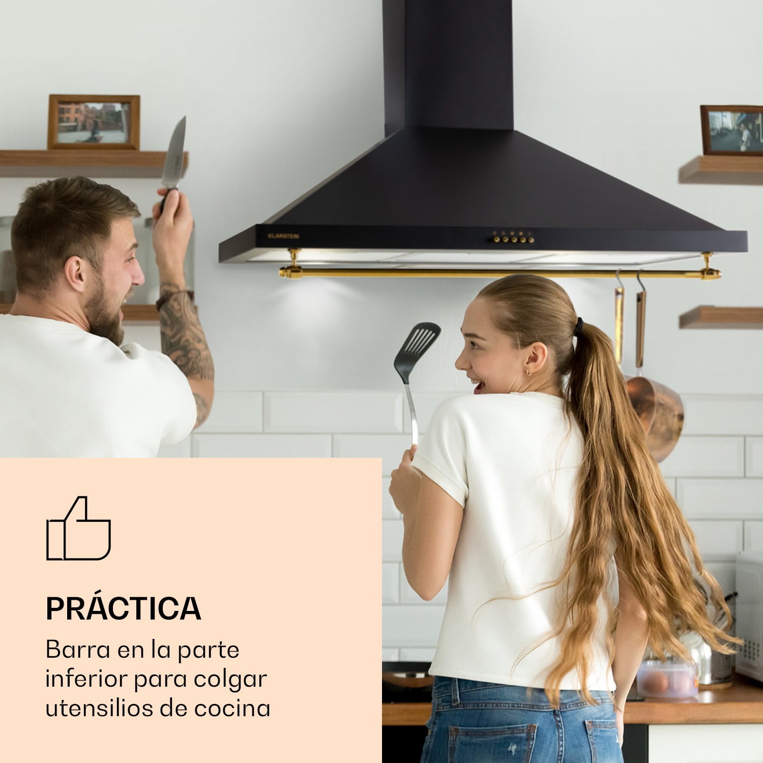 Klarstein Montblanc 90 Campana extractora 610 m³/h 165W 2x1,5W LED Barra