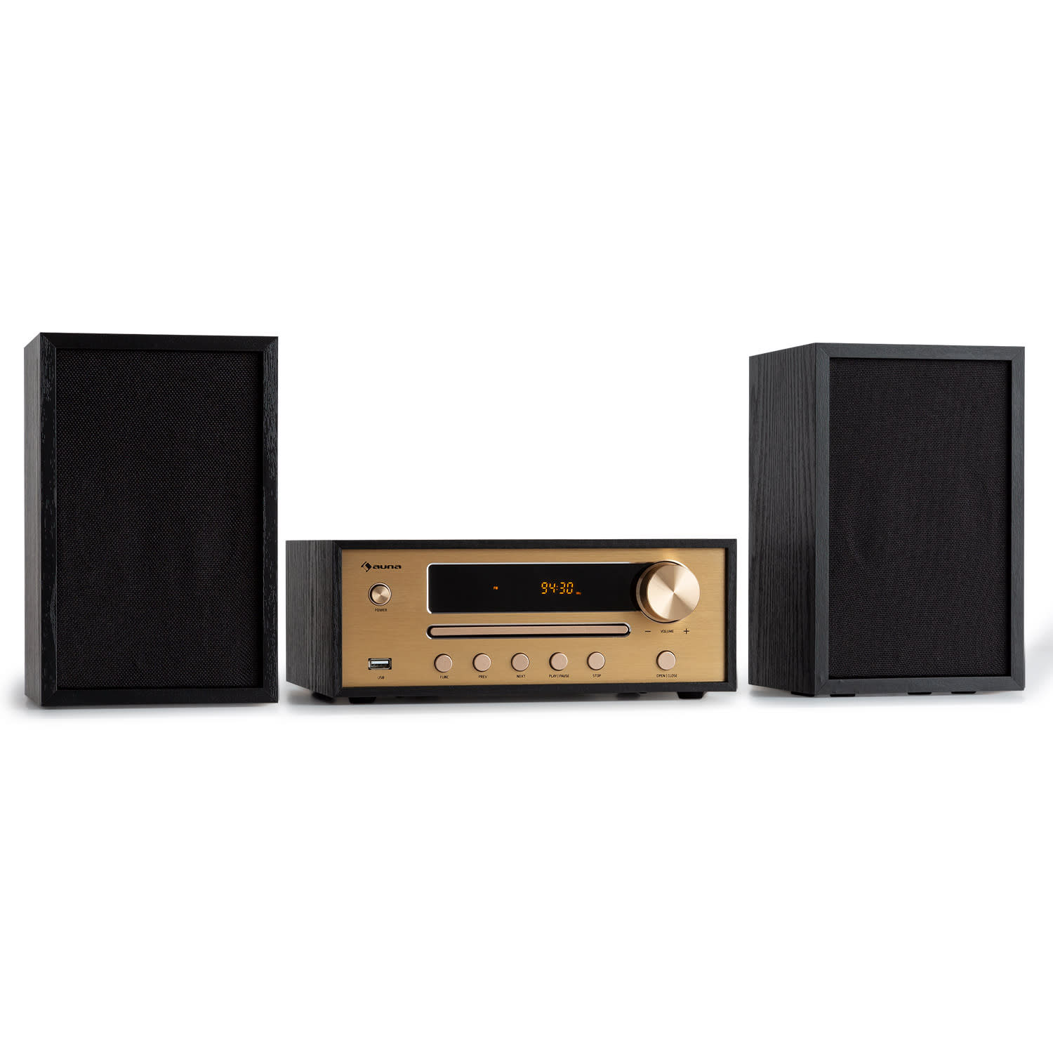 Auna Berklee HiFi Stereo System BT Stereo-Lautsprecher UKW MP3 USB Line-In VB8-BerkleeStereo BK