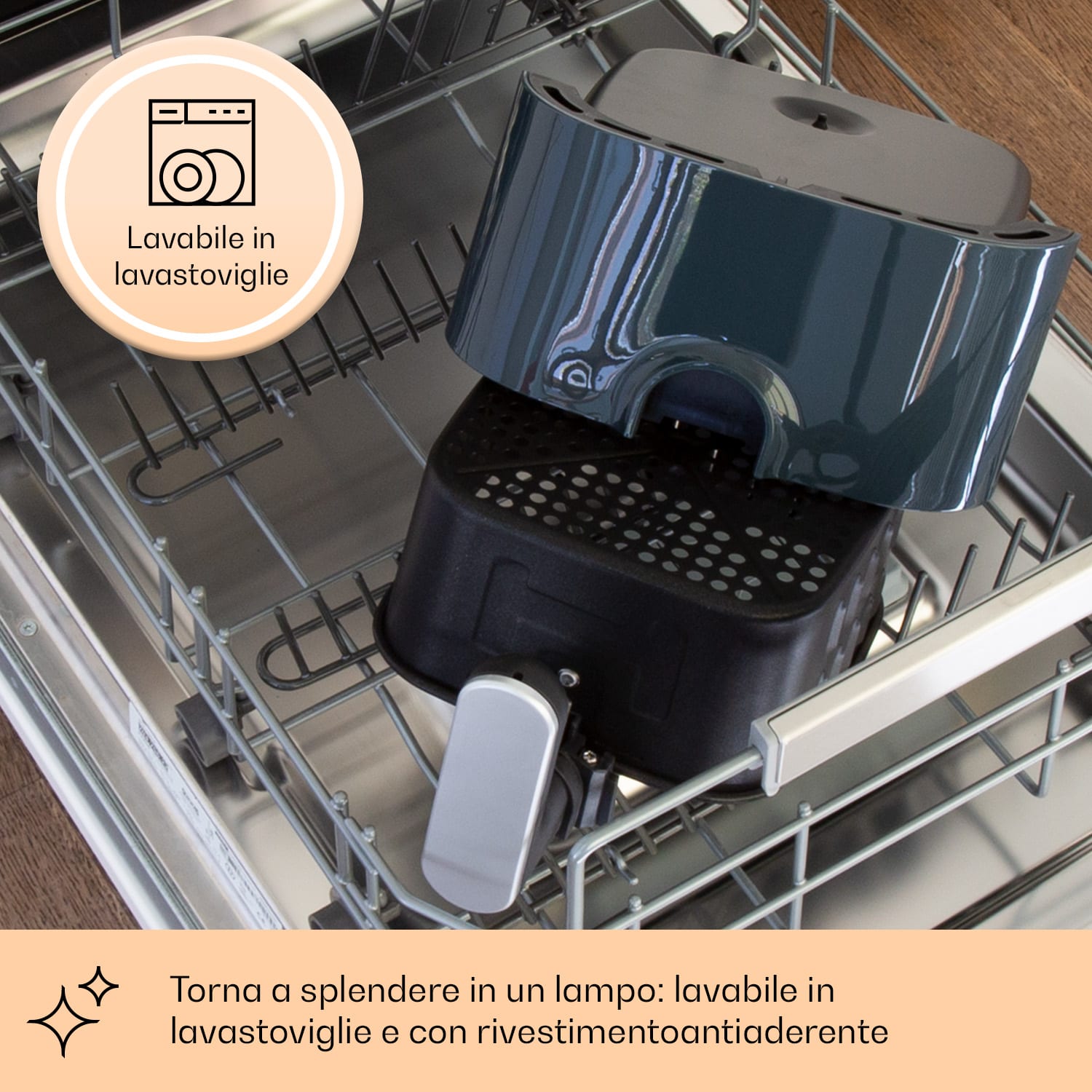 Klarstein Crisp-Pro friggitrice ad aria calda Air Fryer 1400W, 2,8 litri, 8 programmi, timer, acciaio inox