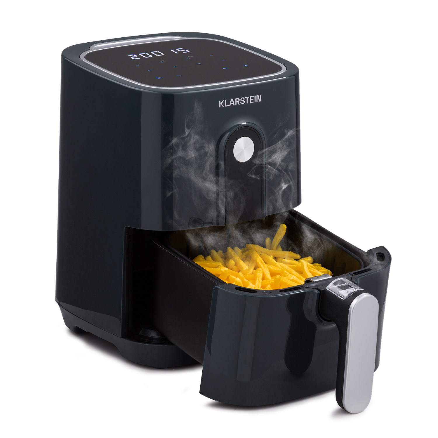 Klarstein Crisp-Pro friggitrice ad aria calda Air Fryer 1400W, 2,8 litri, 8 programmi, timer, acciaio inox