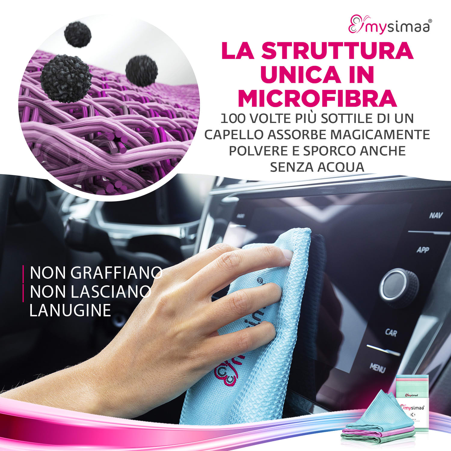MySimaa Professional Cleaning Cloths, pacco classico, panni per la pulizia, in microfibra, 60x40 cm