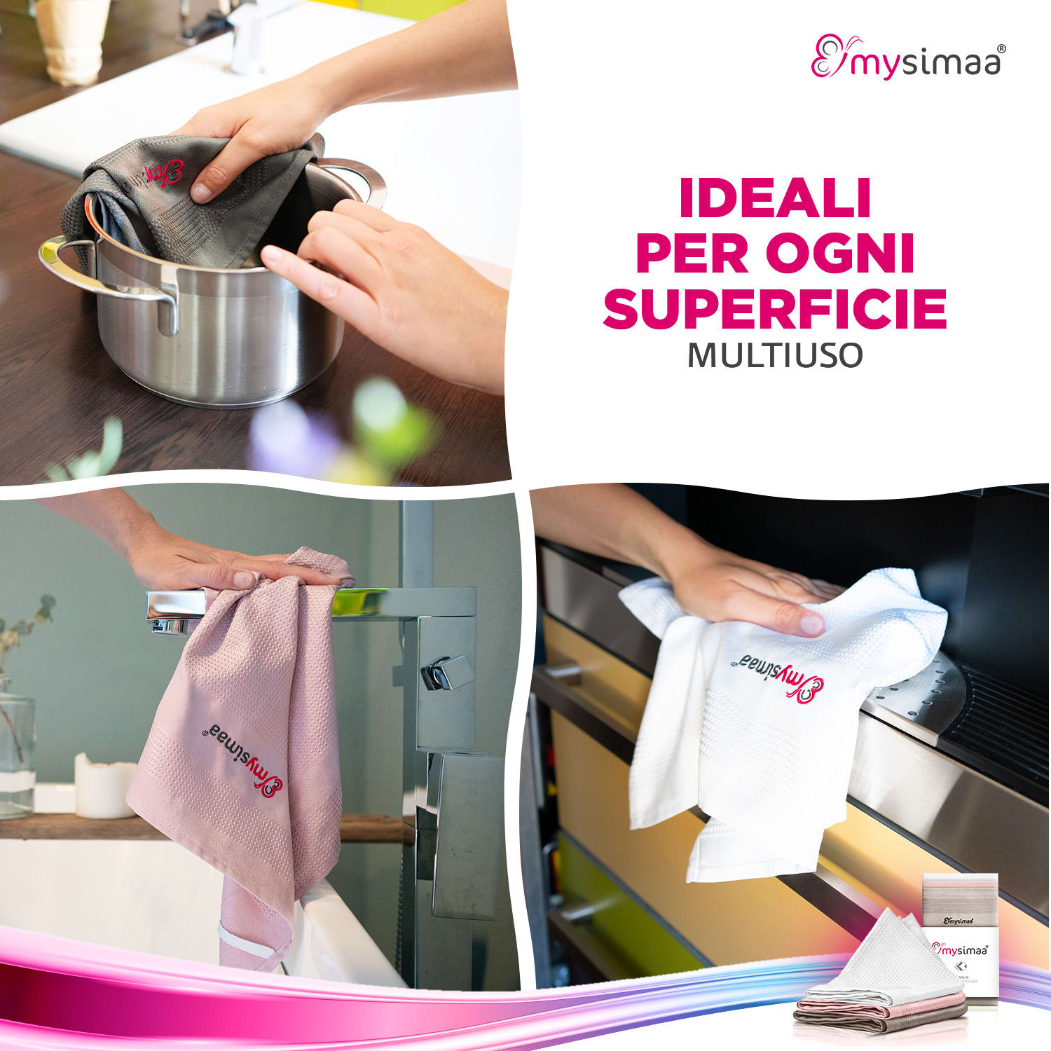 MySimaa Professional Cleaning Cloths, panni per la pulizia, in microfibra, 40x40 cm