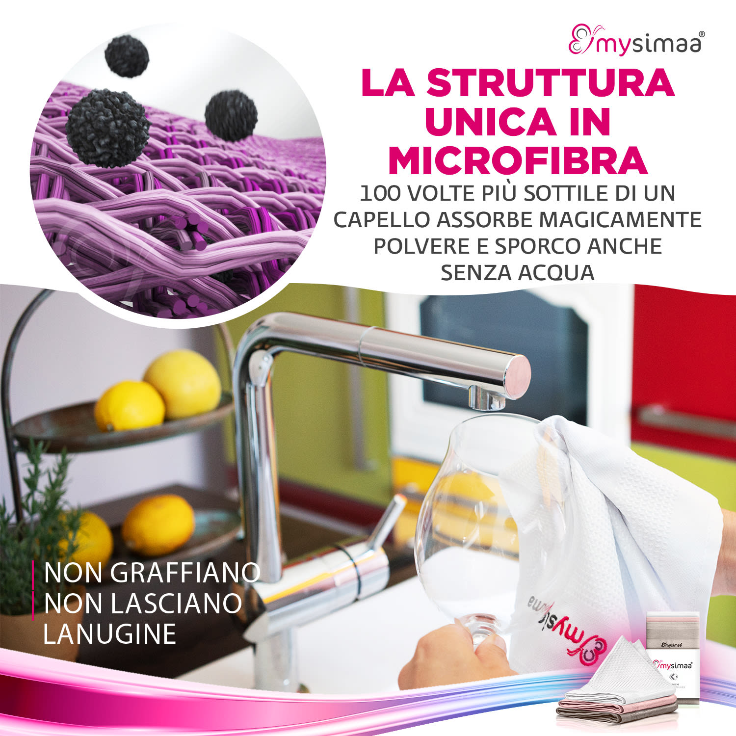 MySimaa Professional Cleaning Cloths, panni per la pulizia, in microfibra, 40x40 cm