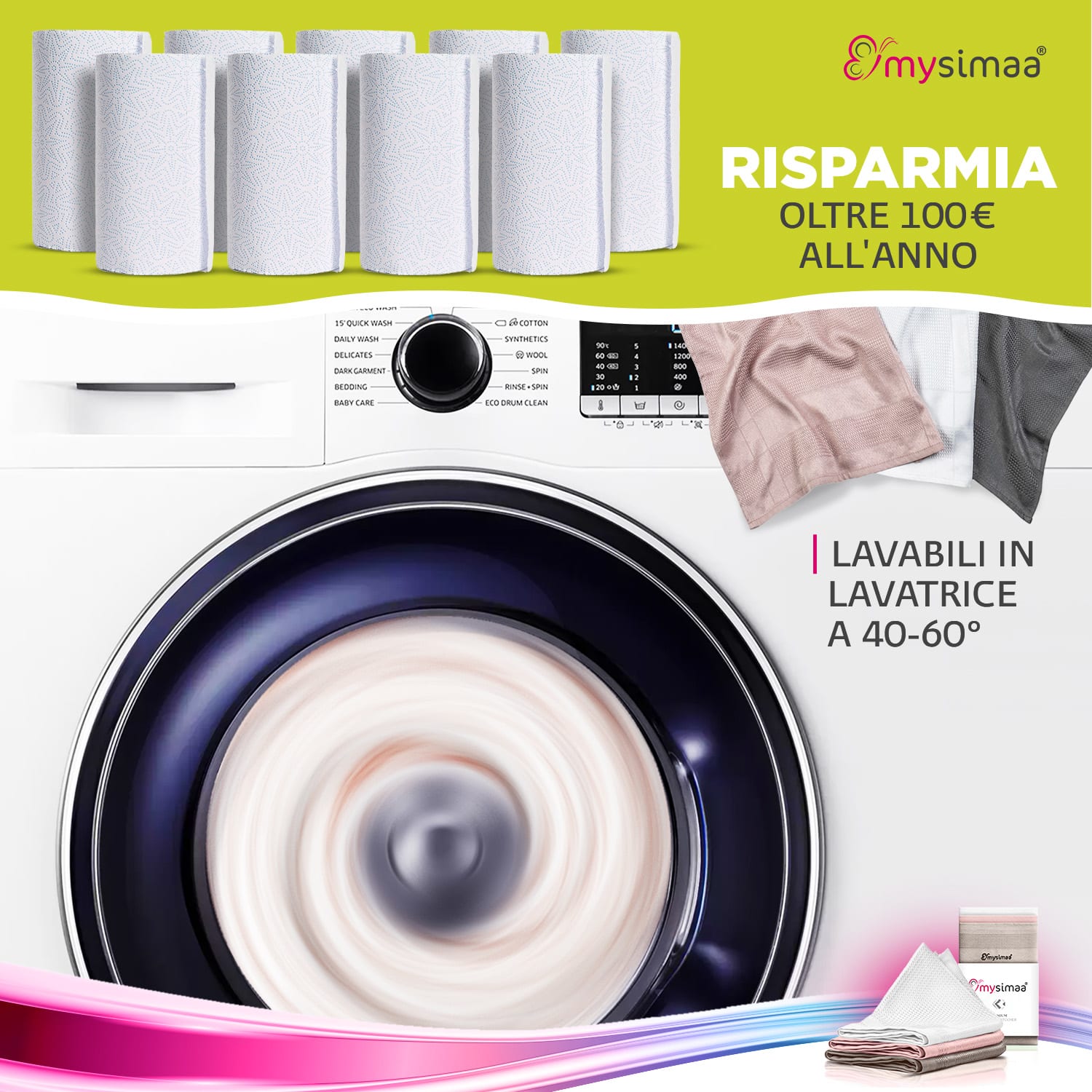 MySimaa Professional Cleaning Cloths, panni per la pulizia, in microfibra, 40x40 cm