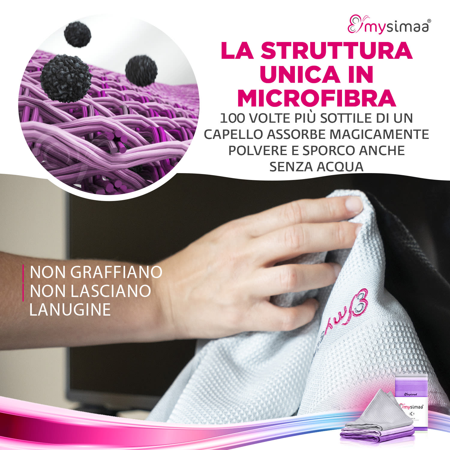 MySimaa Professional Cleaning Cloths, pacco classico, panni per la pulizia, in microfibra, 60x40 cm