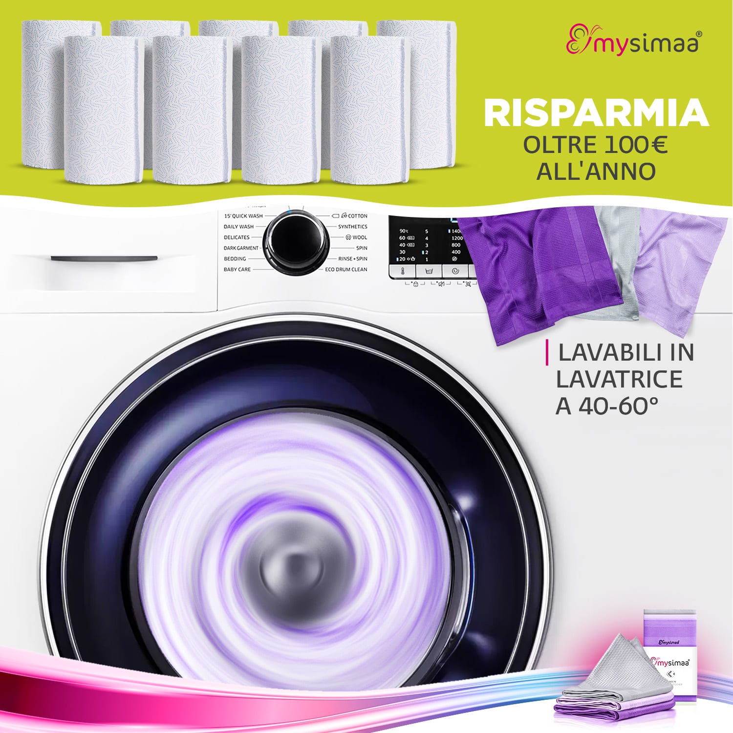 MySimaa Professional Cleaning Cloths, pacco classico, panni per la pulizia, in microfibra, 60x40 cm