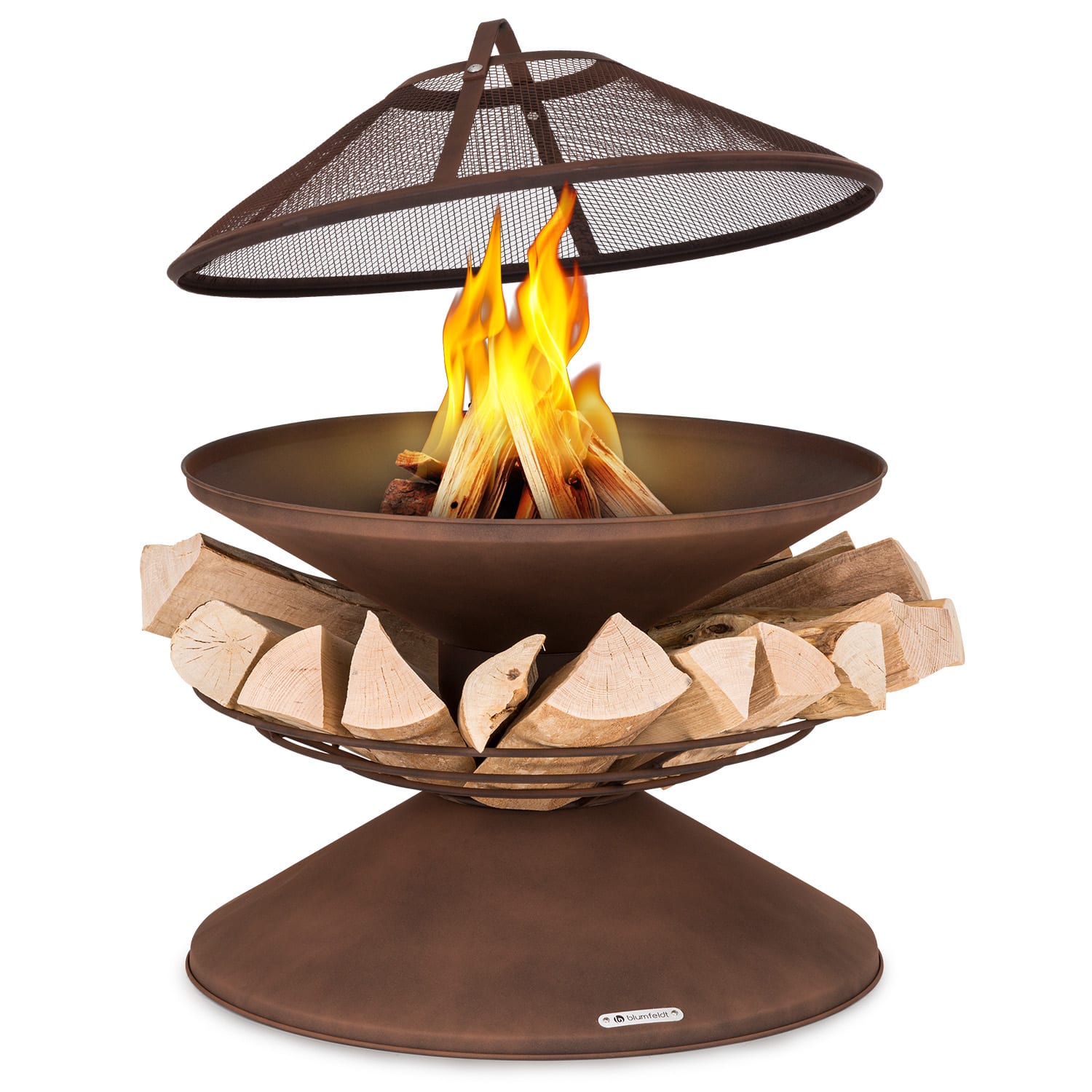 Blumfeldt Aguilera Brasero con parrilla Ø 65 cm Compartimento para leña Acero