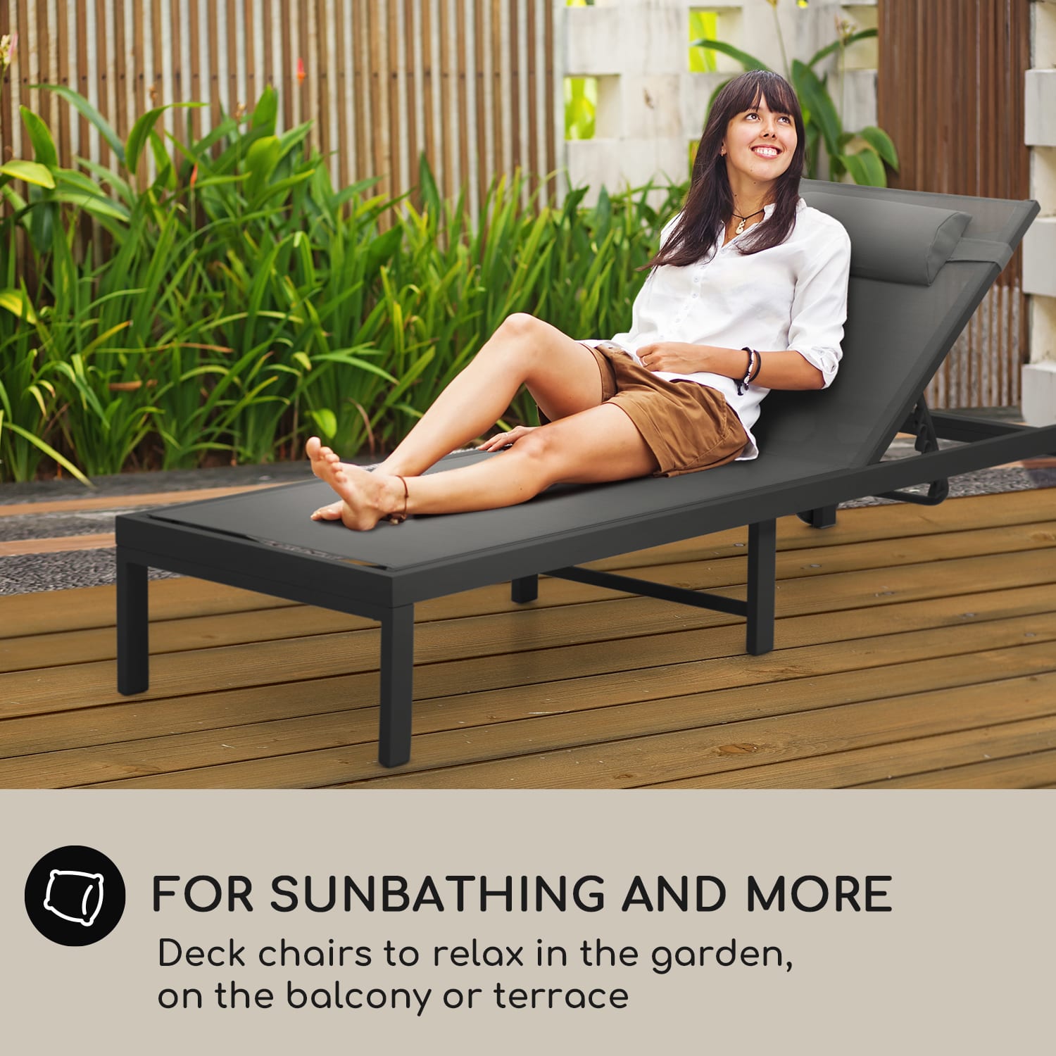 Blumfeldt Lucca lounger deckchair polyester aluminium 4-step