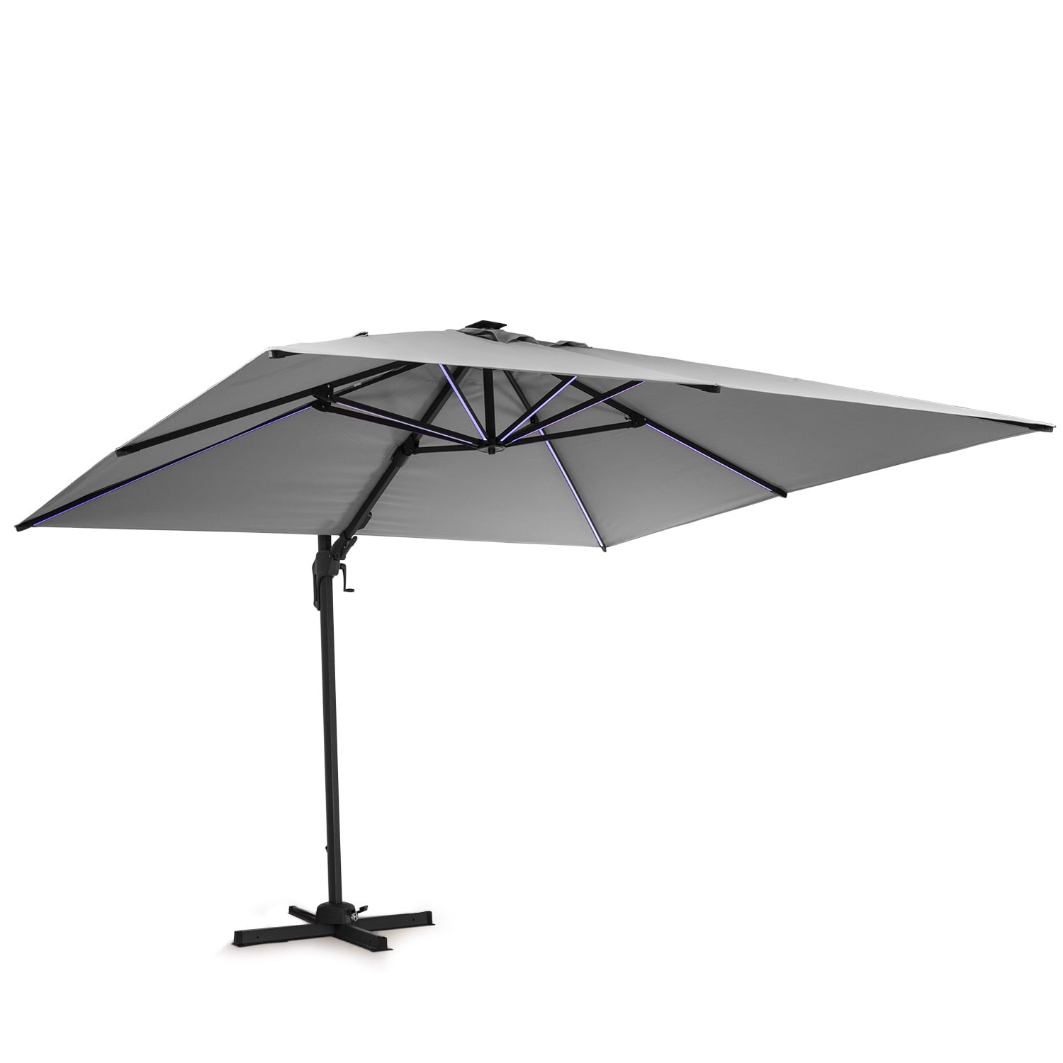 Blumfeldt Arles Sonnenschirm 300 x 300 cm Polyester UV50+ wasserabweisend LED-Licht