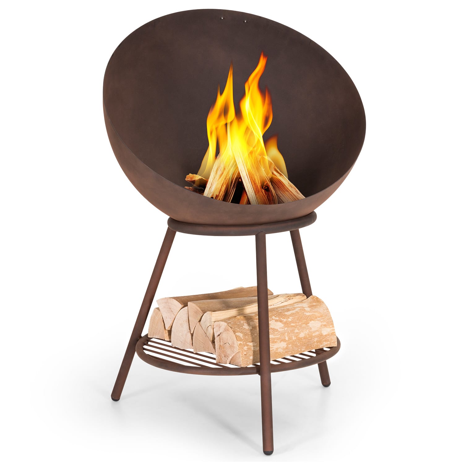 Blumfeldt Azuma tazón de fuego Ø 66 cm 2 mm con parrilla de carbón y cubierta para lluvia & gancho para atizar