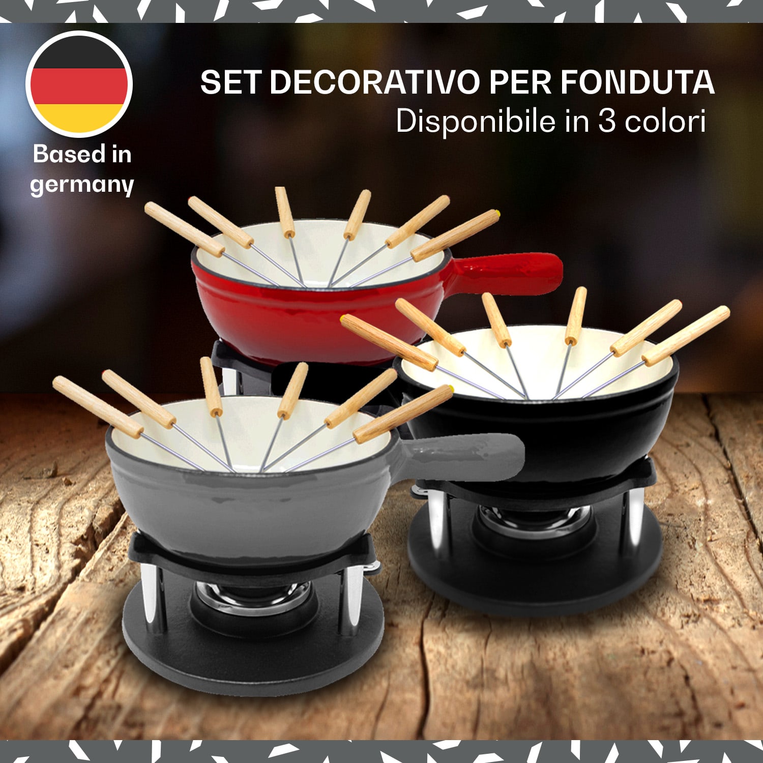 Klarstein Holsten - Set per fonduta, pentola, fornello, bruciatore, 6 forchette, 1,5 L, ghisa