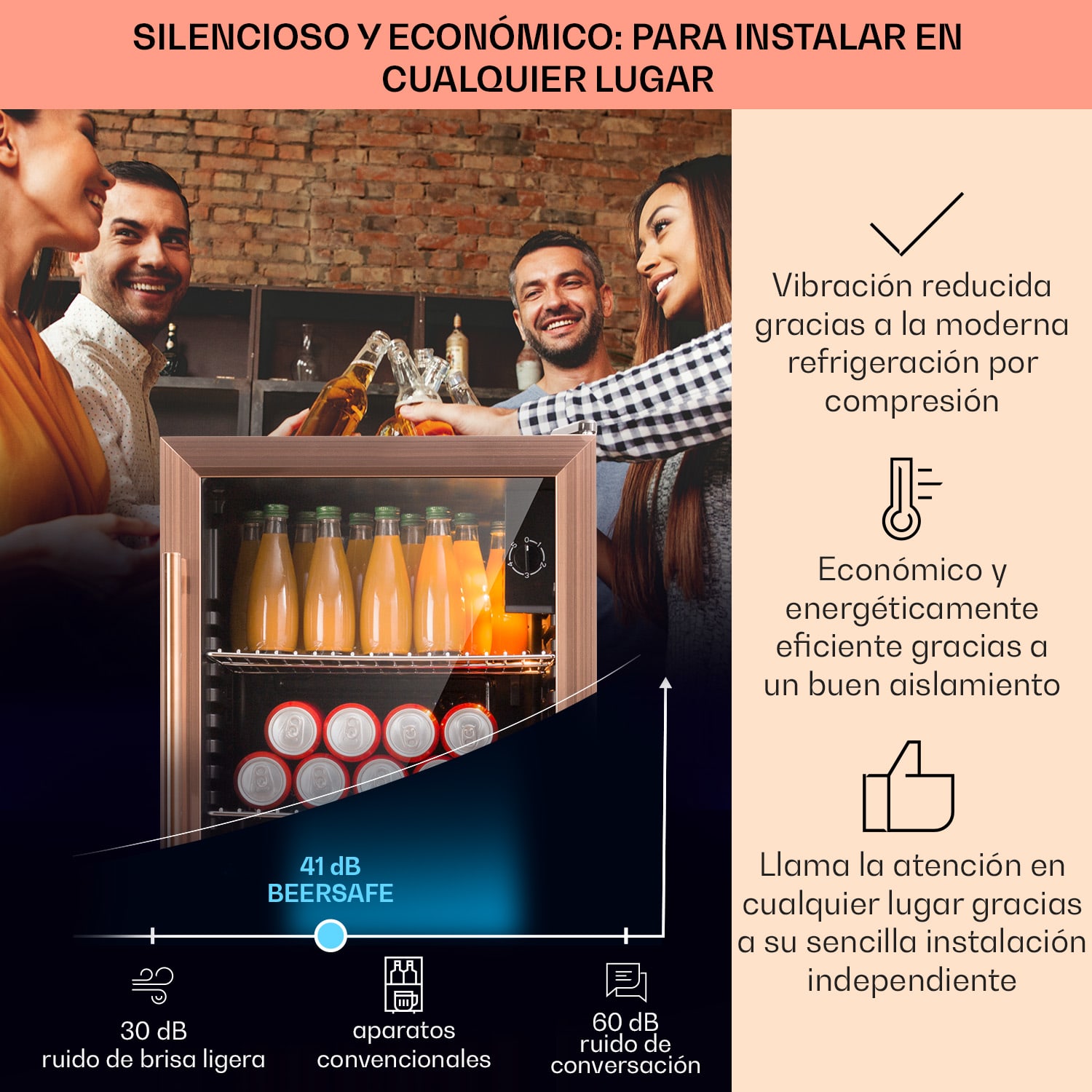 Klarstein Nevera Beersafe XXL 80 litros 3 estantes puerta de cristal panorámica