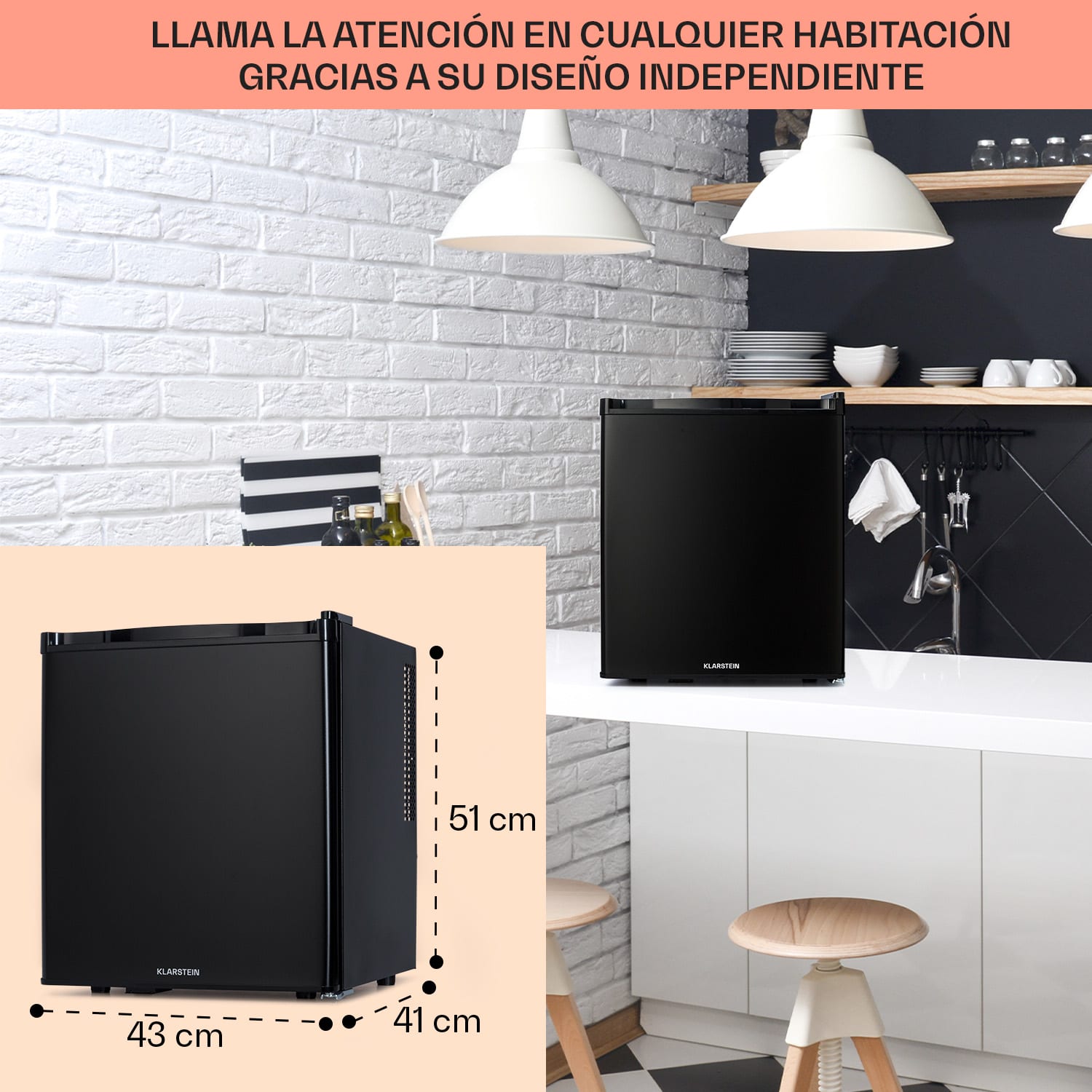 Klarstein Happy Hour 38 mininevera minibar nevera para bebidas 38 litros 26 dB