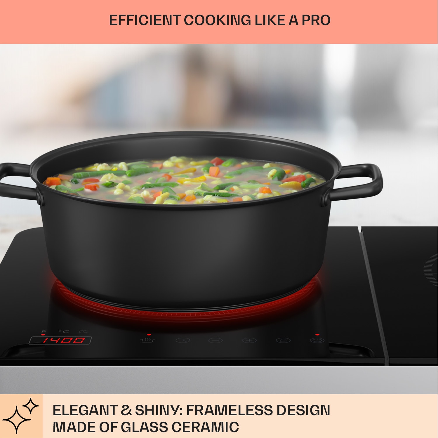 Klarstein Cookio double induction hob 3500 W timer glass ceramic