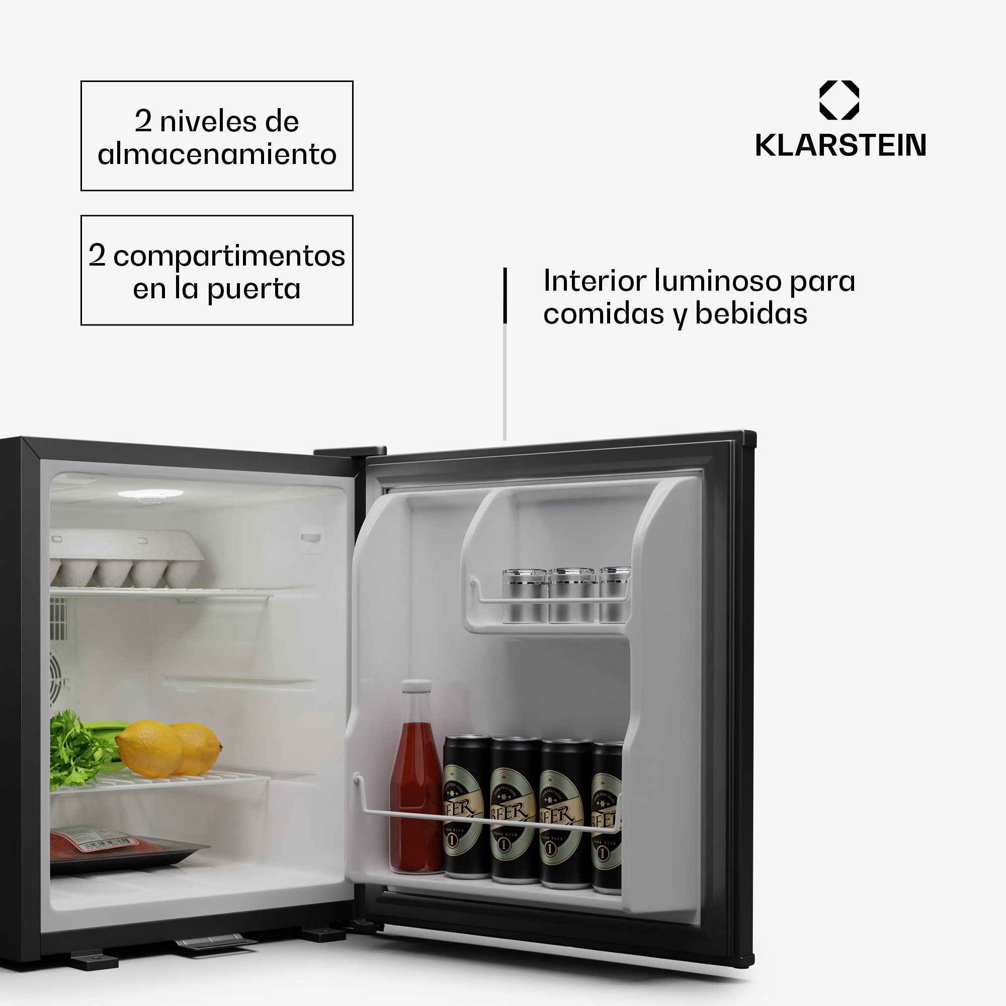 Klarstein Matterhorn 44 mini nevera 44 litros 35 dB compacta con cerradura