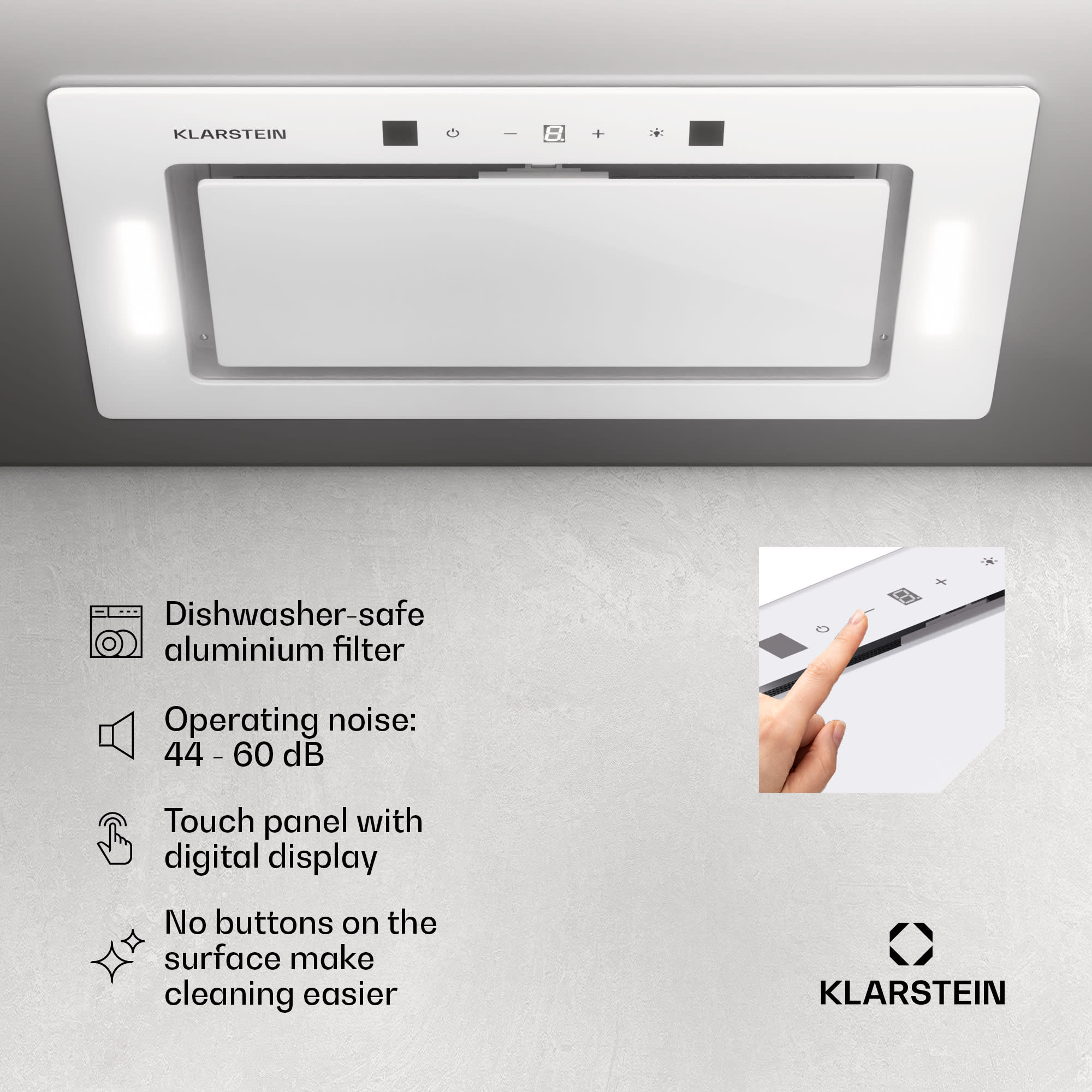Klarstein Hektor Eco fan module 72 cm 466 m³/h touch glass