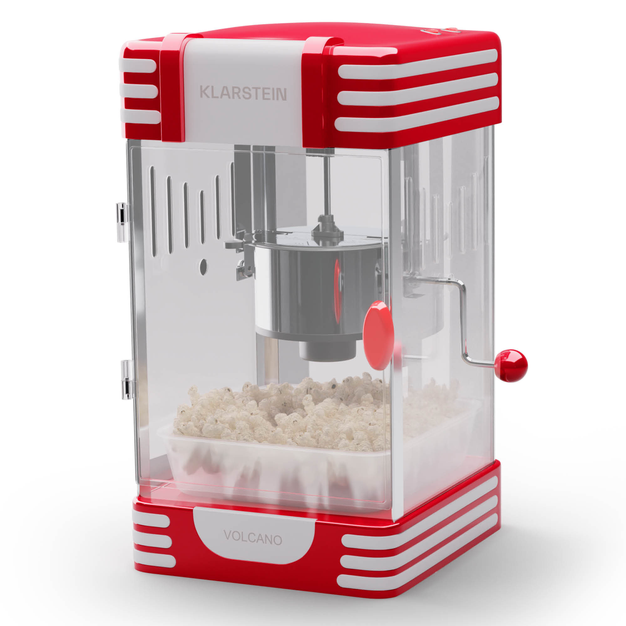 Klarstein Volcano - Macchina per popcorn, 300 watt, pentola in acciaio inox, 60 g/4 min., design rétro