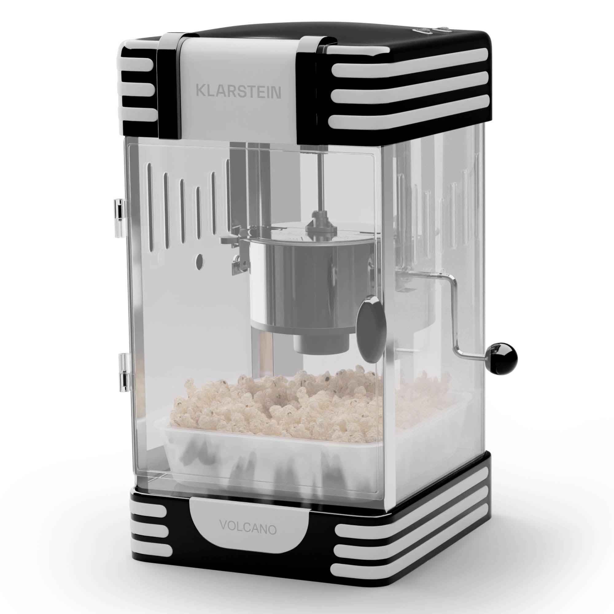 Klarstein Volcano - Macchina per popcorn, 300 watt, pentola in acciaio inox, 60 g/4 min., design rétro