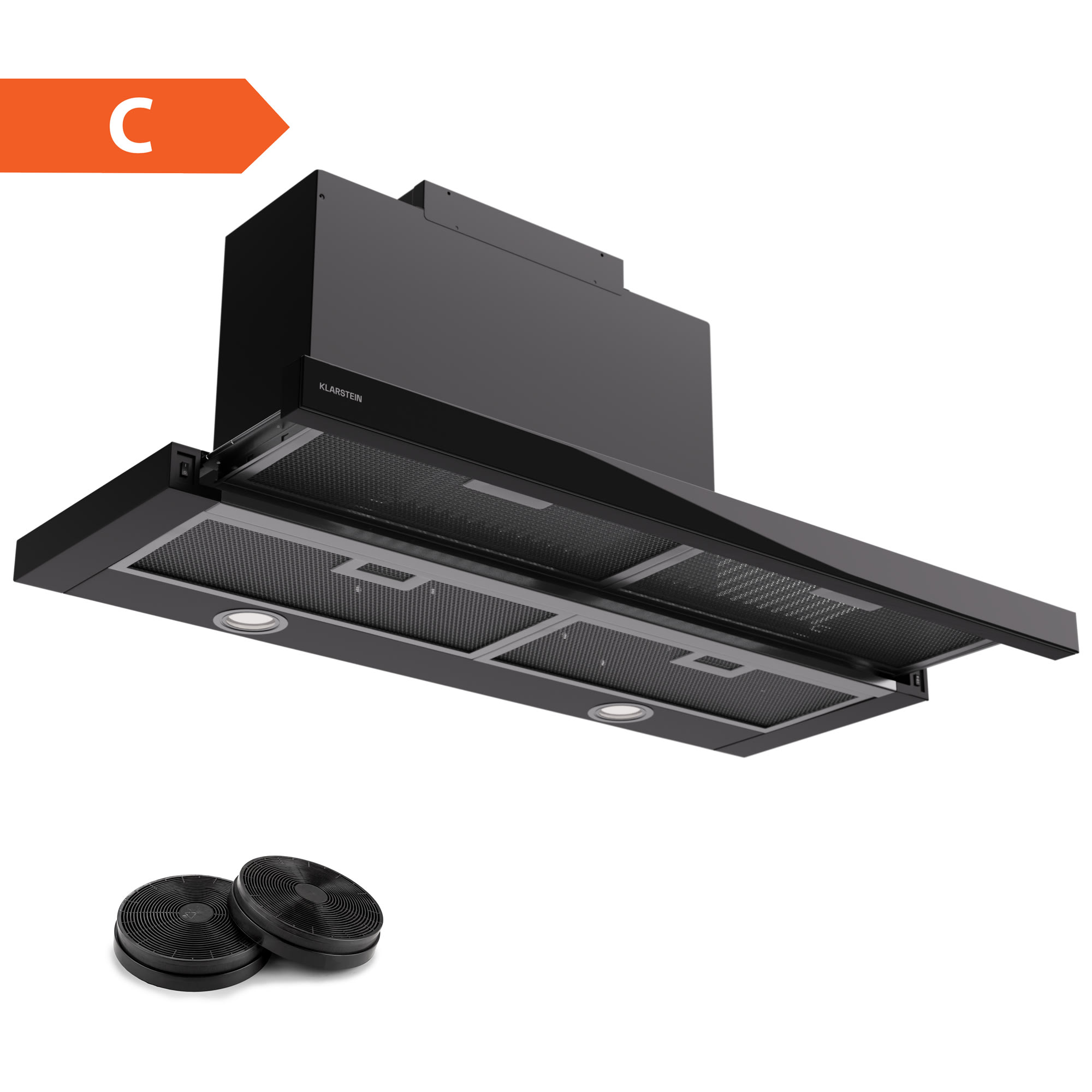 Klarstein Mariana 90 Neo hotă plată 491 m³/h extracție/recirculare LED EEK C
