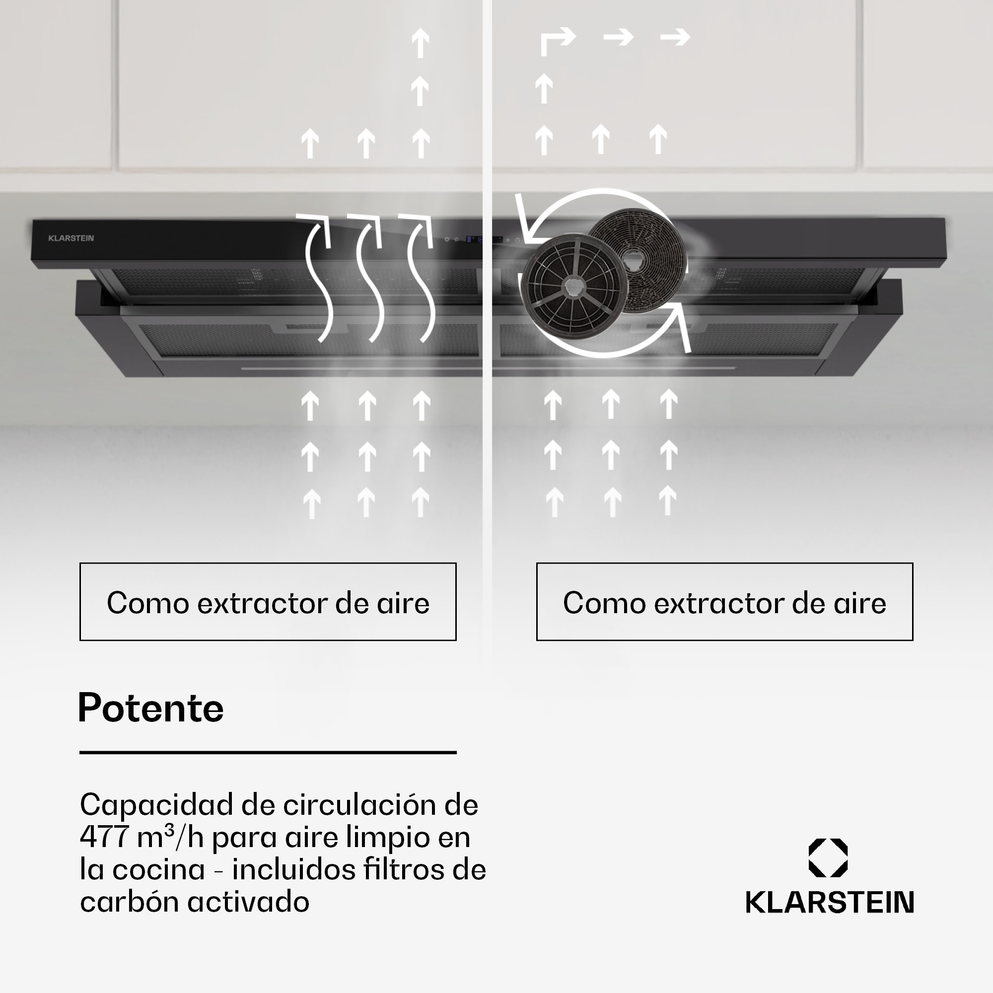 Klarstein Mariana Neo 90 campana plana 90cm 640 m³/h extracción LED