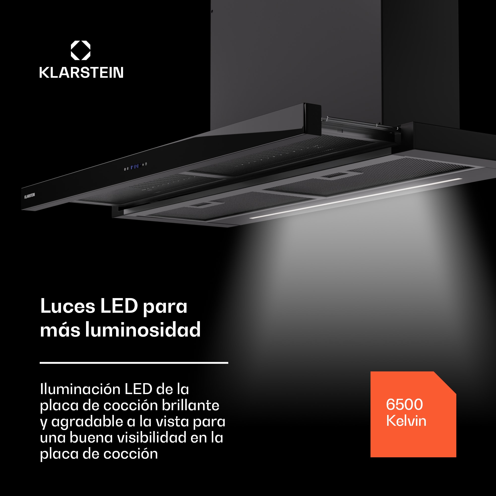 Klarstein Mariana Neo 90 campana plana 90cm 640 m³/h extracción LED