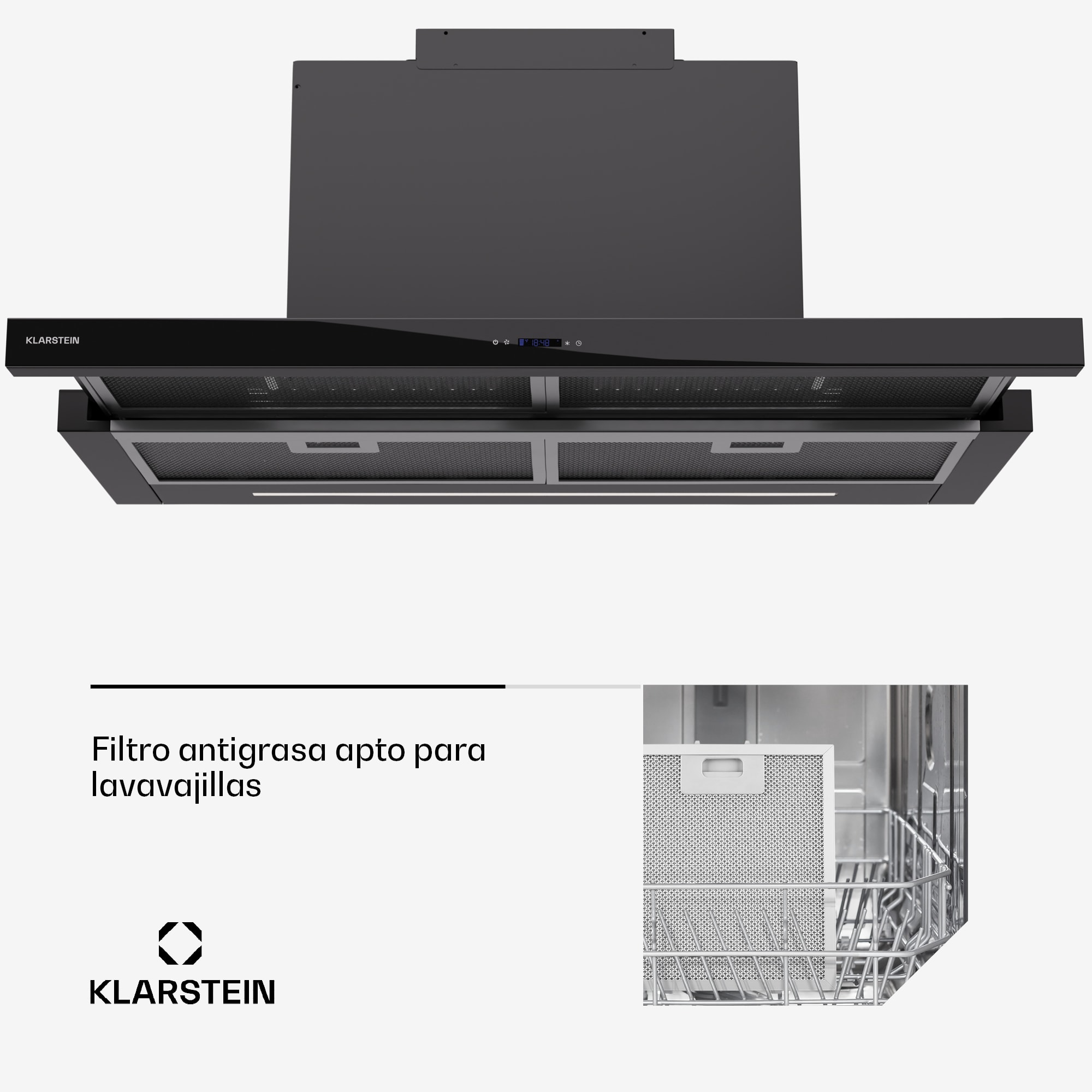 Klarstein Mariana Neo 90 campana plana 90cm 640 m³/h extracción LED