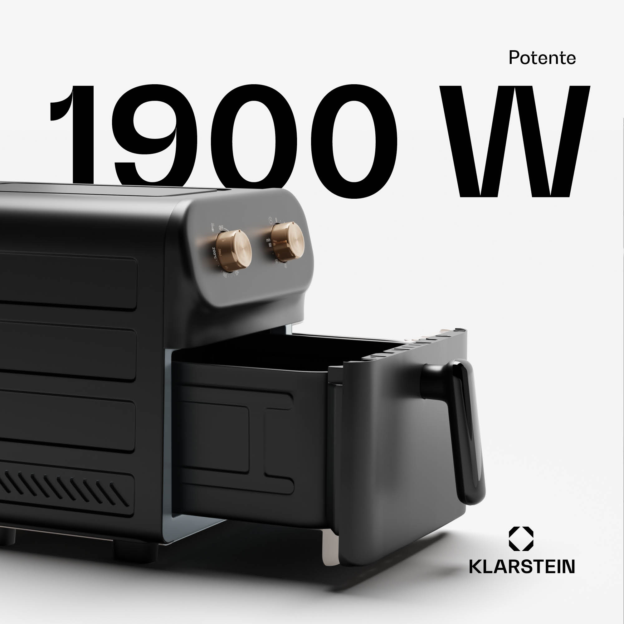 Klarstein AeroCrisp 9 - Friggitrice ad aria calda, 1900 W, 9 litri, manopole