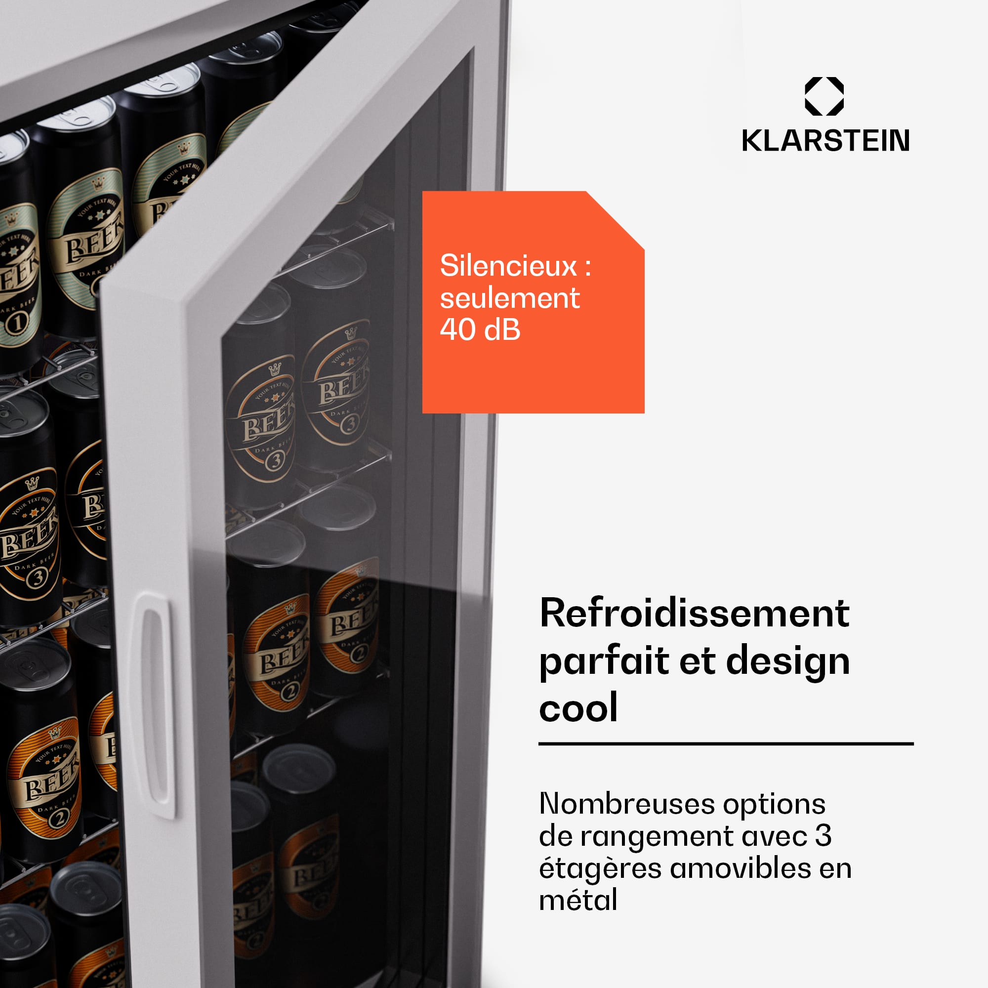 Klarstein Nevera Beersafe 74 litros Slim, 3 estantes, puerta de cristal panorámica