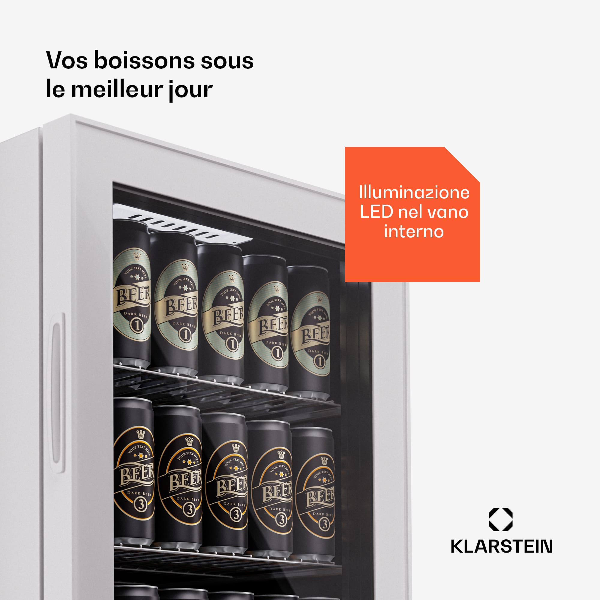 Klarstein Nevera Beersafe 74 litros Slim, 3 estantes, puerta de cristal panorámica