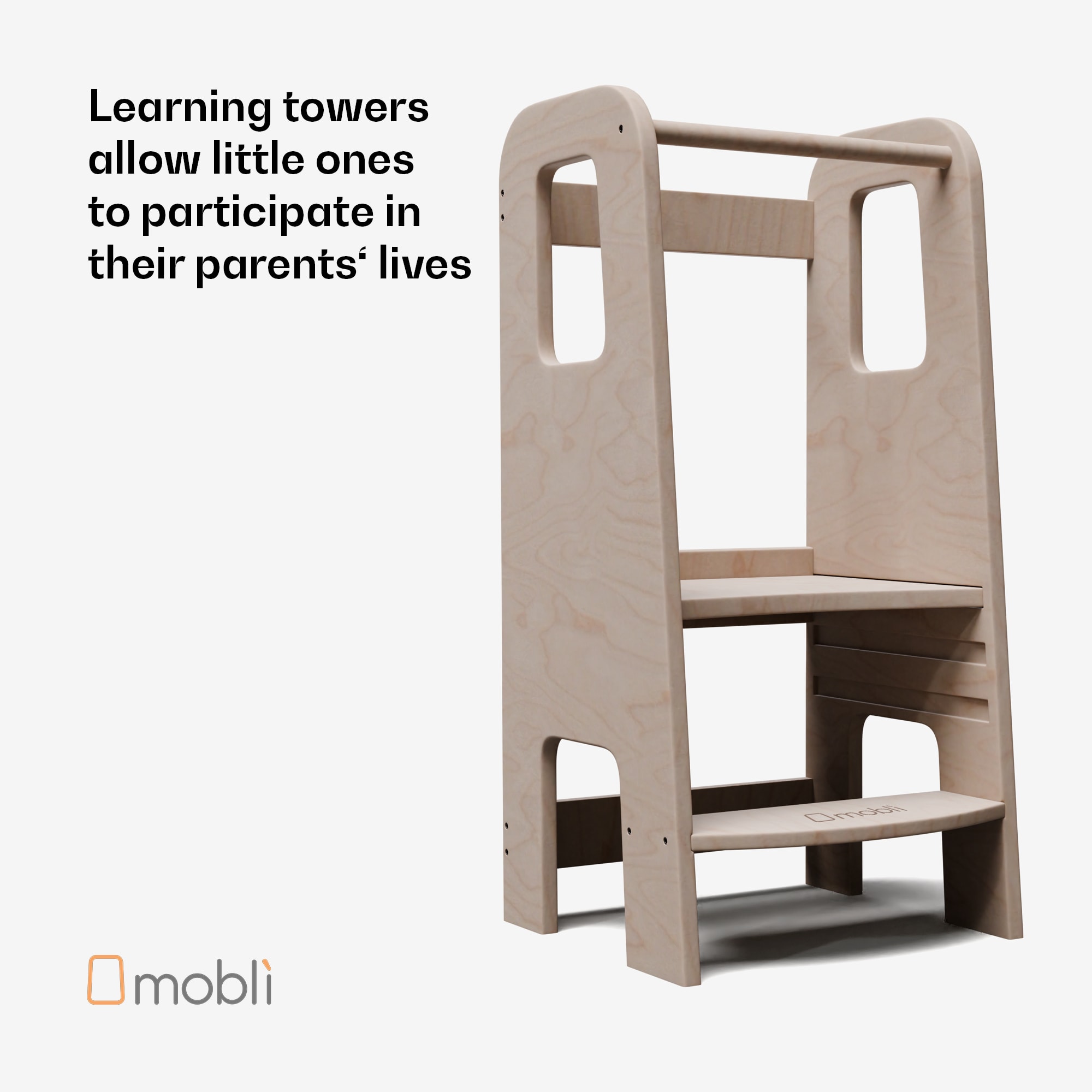 Mobli Ully Montessori, tanulótorony, MDF, 40,5 x 86 x 38 cm, állítható magasságú termék 2. képe