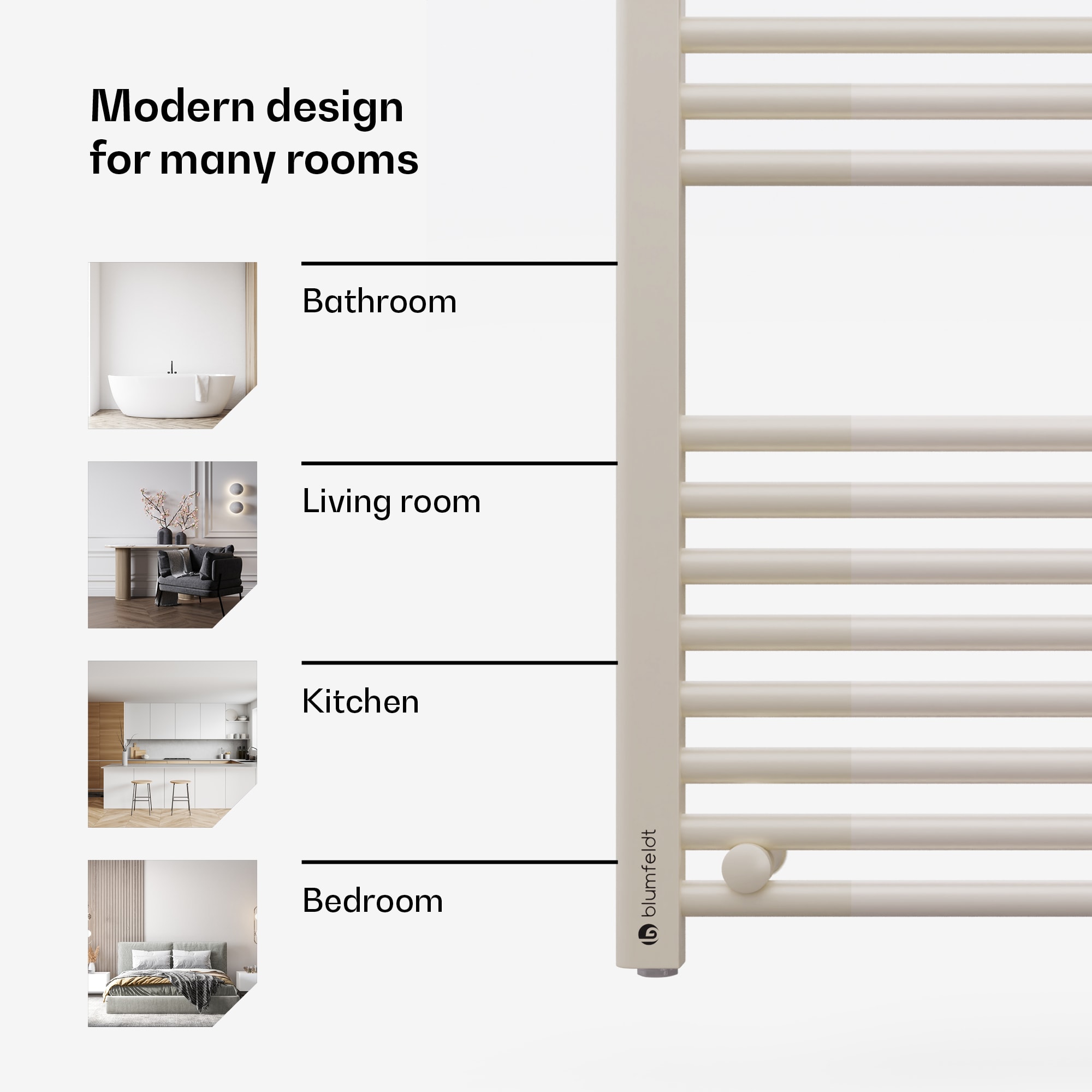 Blumfeldt Harrison Smart electric radiator 400 W app 50 x 100 cm 3 towel warmers