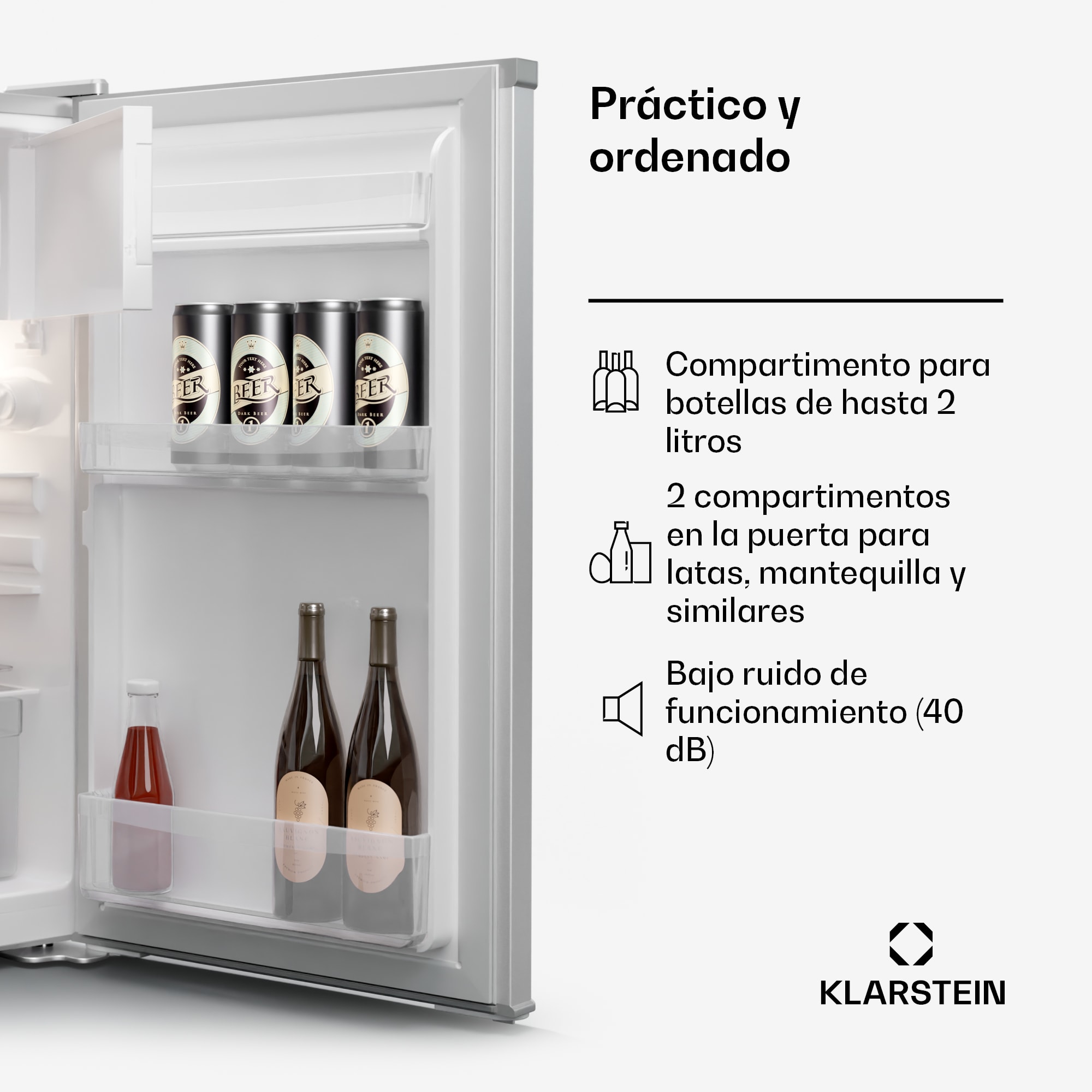 Klarstein Cool Cousin combi de frigorífico y congelador 70/11 Litros 40 dB