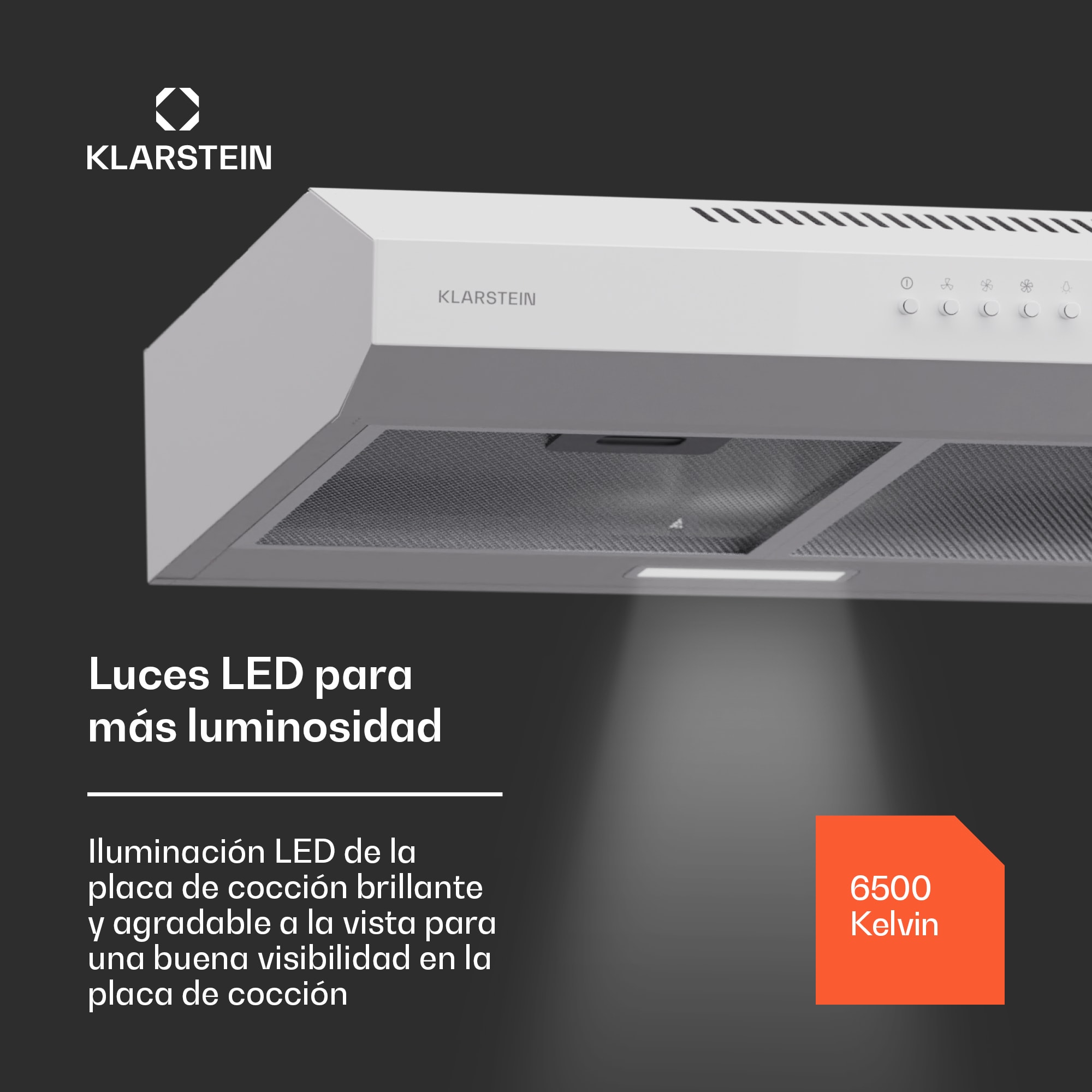 Klarstein Campana extractora de montaje bajo Contempo 60 60cm 200m³/h LED acero inoxidable acrílico