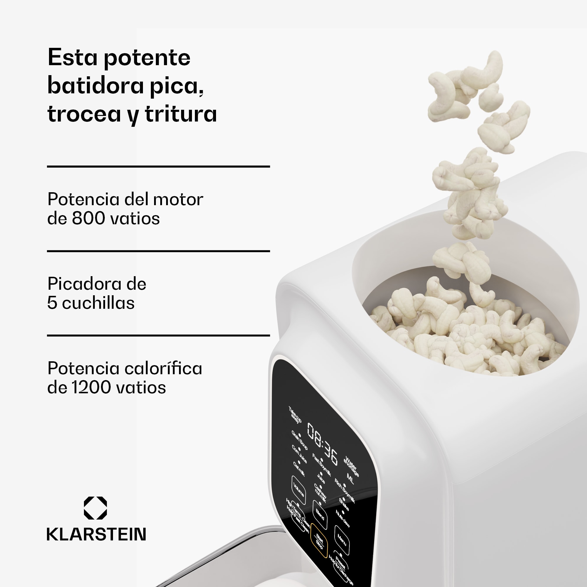 Klarstein Loire 4 en 1 Vegan Drink Maker 800/1200W 1200ml Touch depósito de agua extraíble