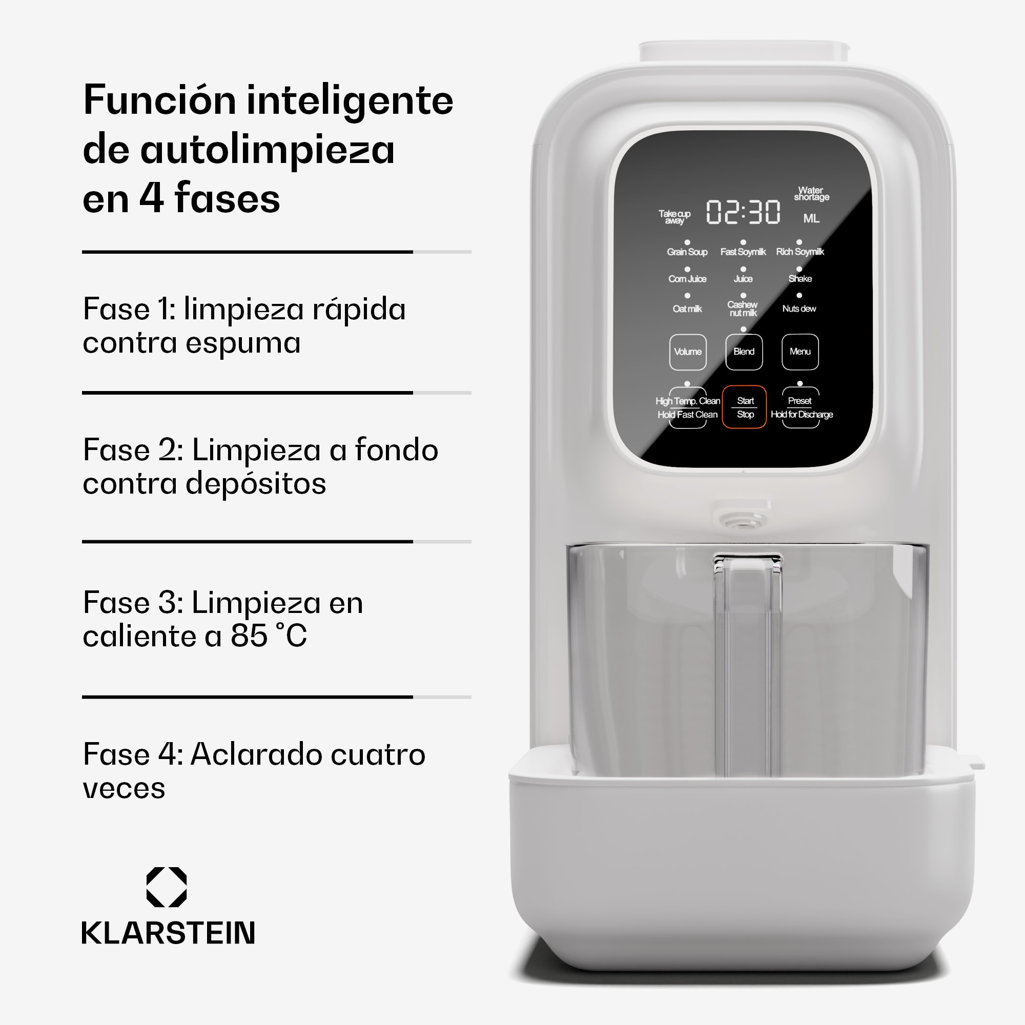 Klarstein Loire 4 en 1 Vegan Drink Maker 800/1200W 1200ml Touch depósito de agua extraíble