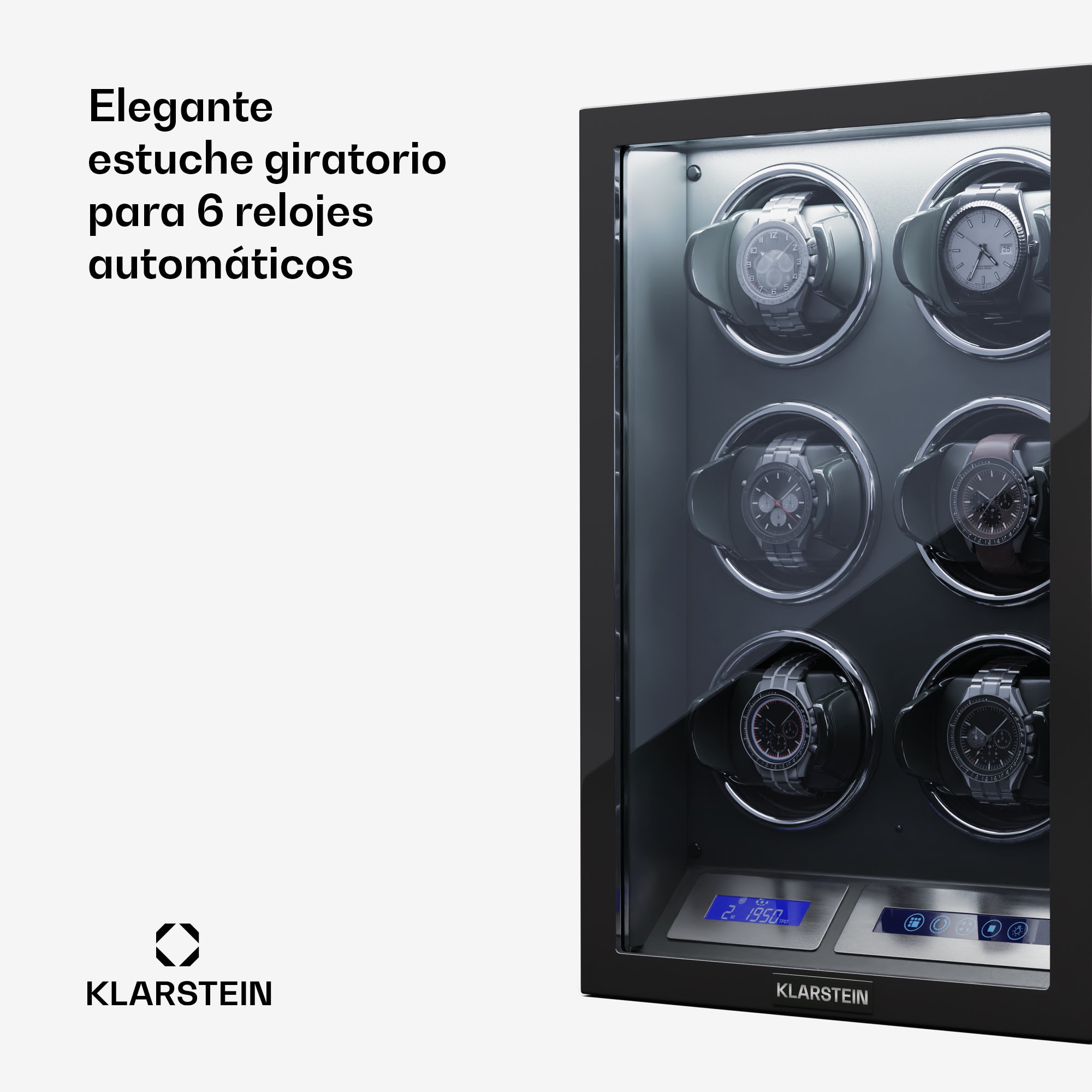 Klarstein Sarthe 6 cargador 6 relojes 5 modos de rotación Mando a distancia táctil LED