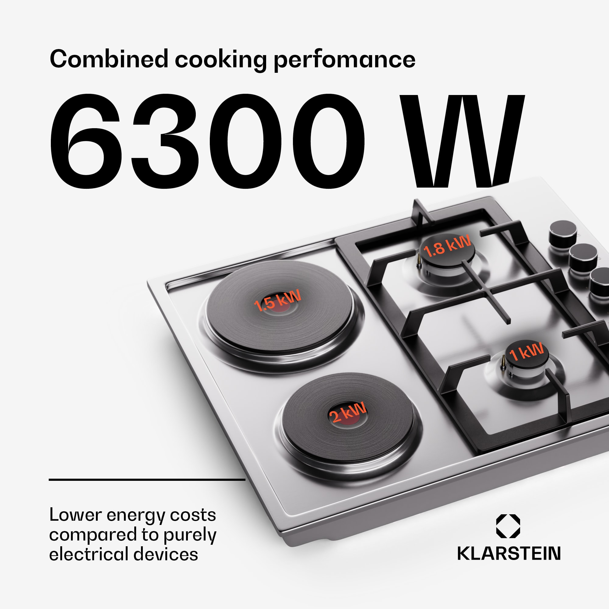 Klarstein MultiChef 4 hot plate electric and gas hob 4 cooking zones 2 gas burners 2 electric hobs