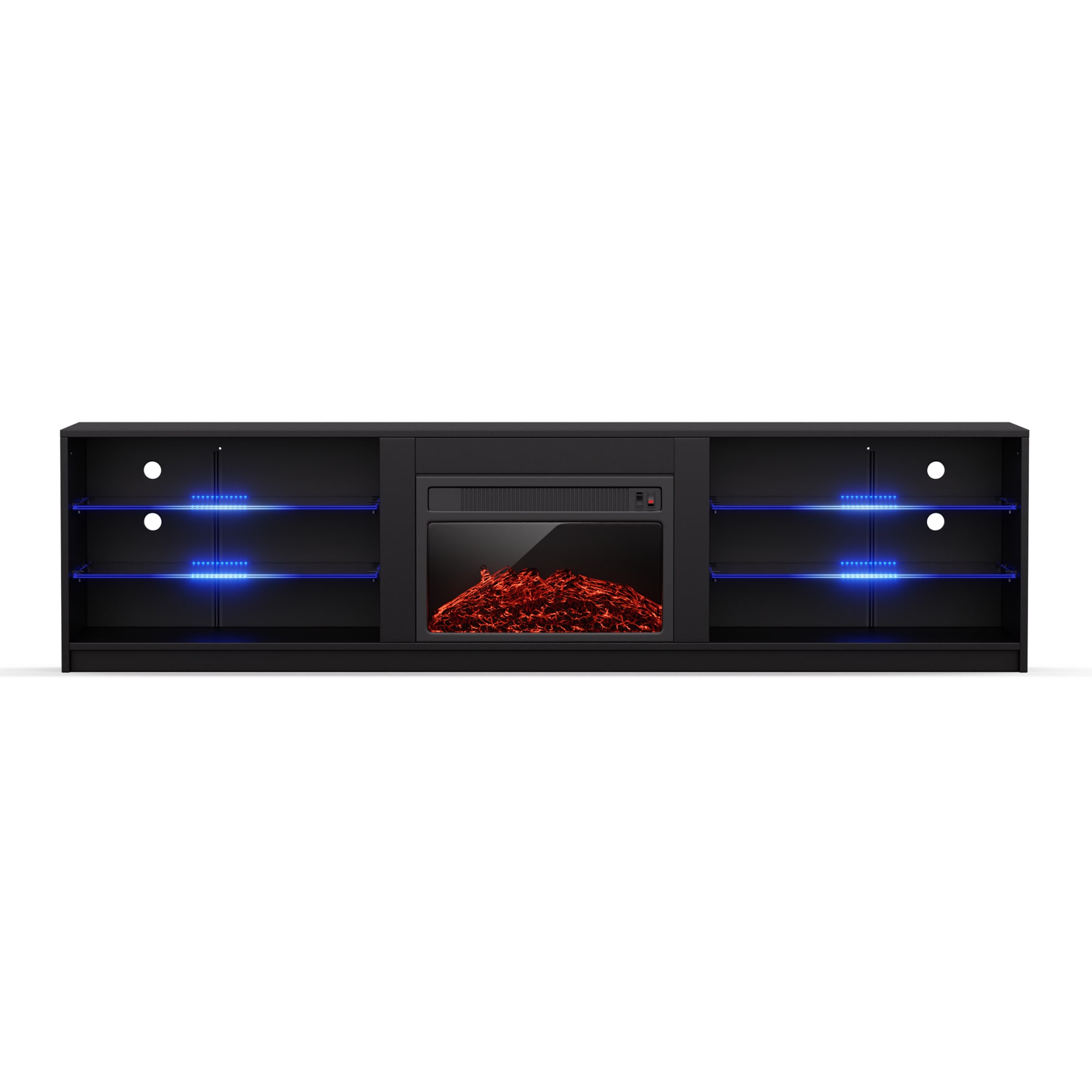Blumfeldt Perth Medium Lowboard 160 fireplace Fernsehschrank elektrischer Kamin 160x40x30cm LED 3 Ablagen matt