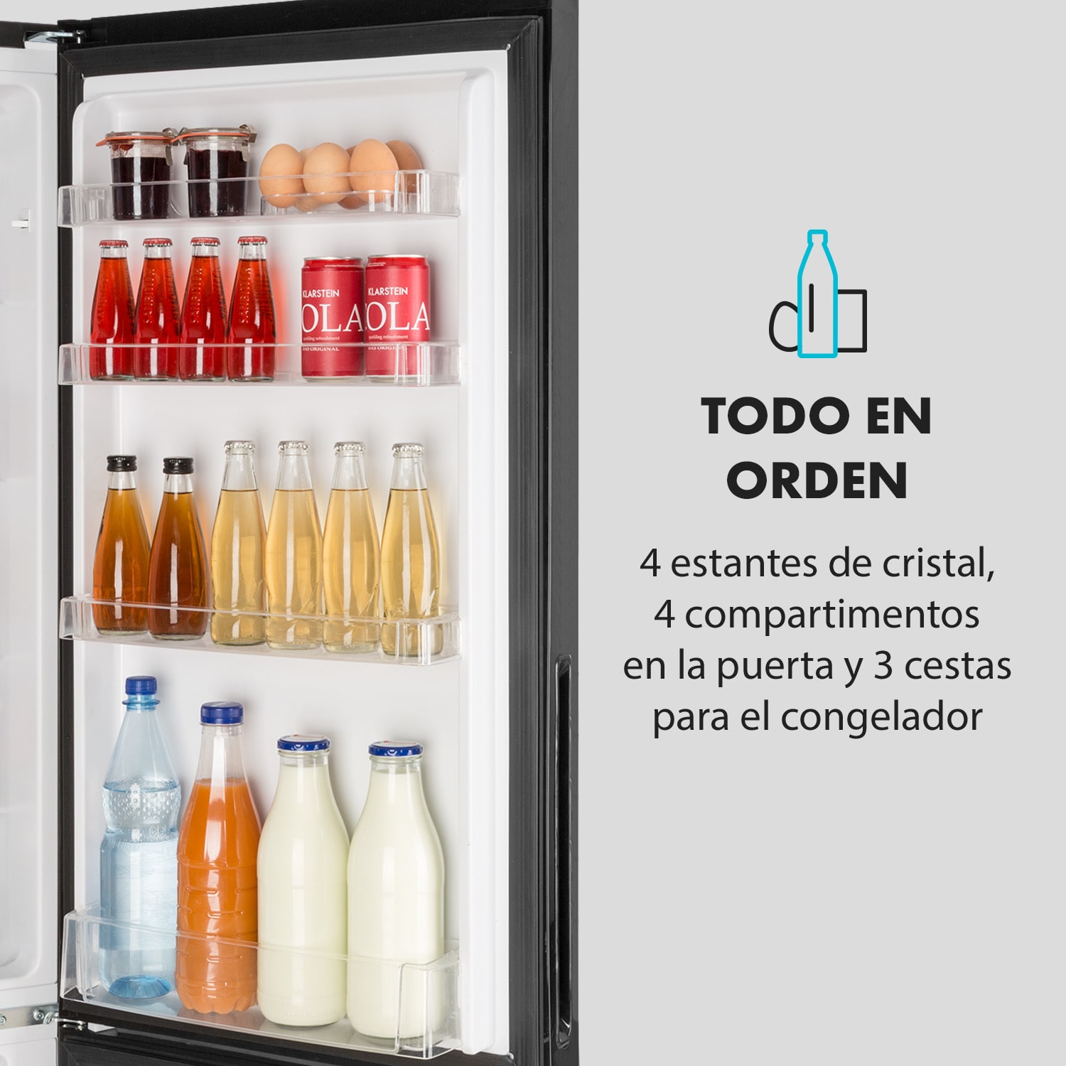 Klarstein Miro XL Combi de frigorífico y congelador 180/69 l Efecto pizarra negra