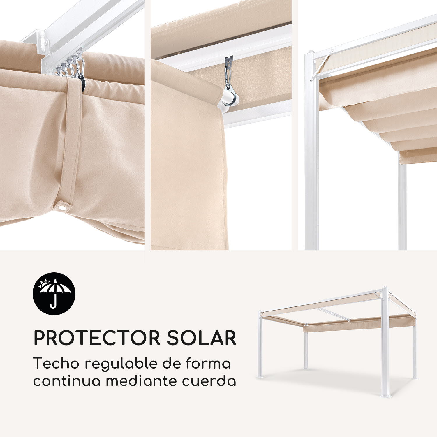 Blumfeldt Carpa Pantheon Cortina con techo 3x4m 4 laterales