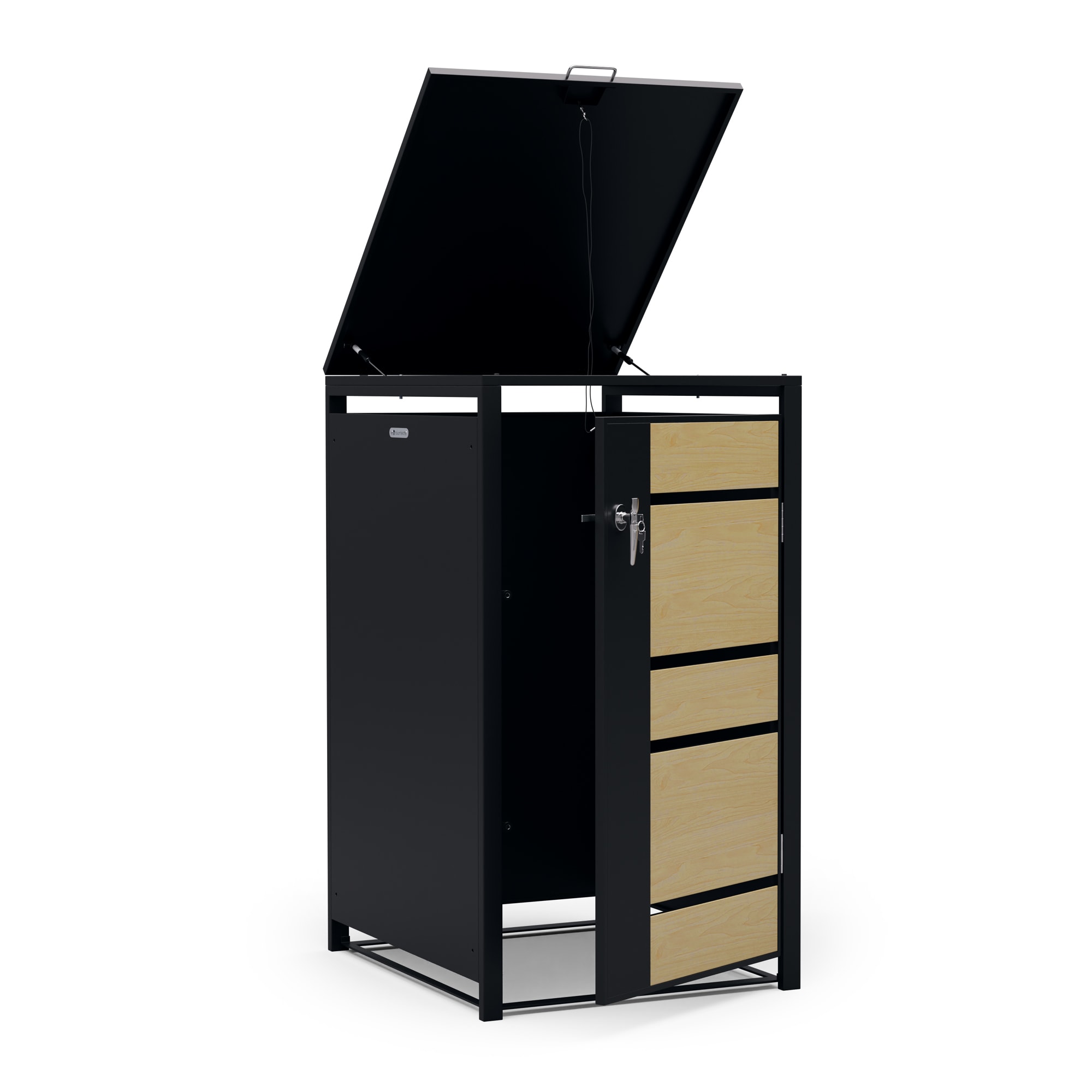 Blumfeldt BinSafe bin box 1 bin up to 240 L weatherproof lockable can be opened from the front and top galvanised steel