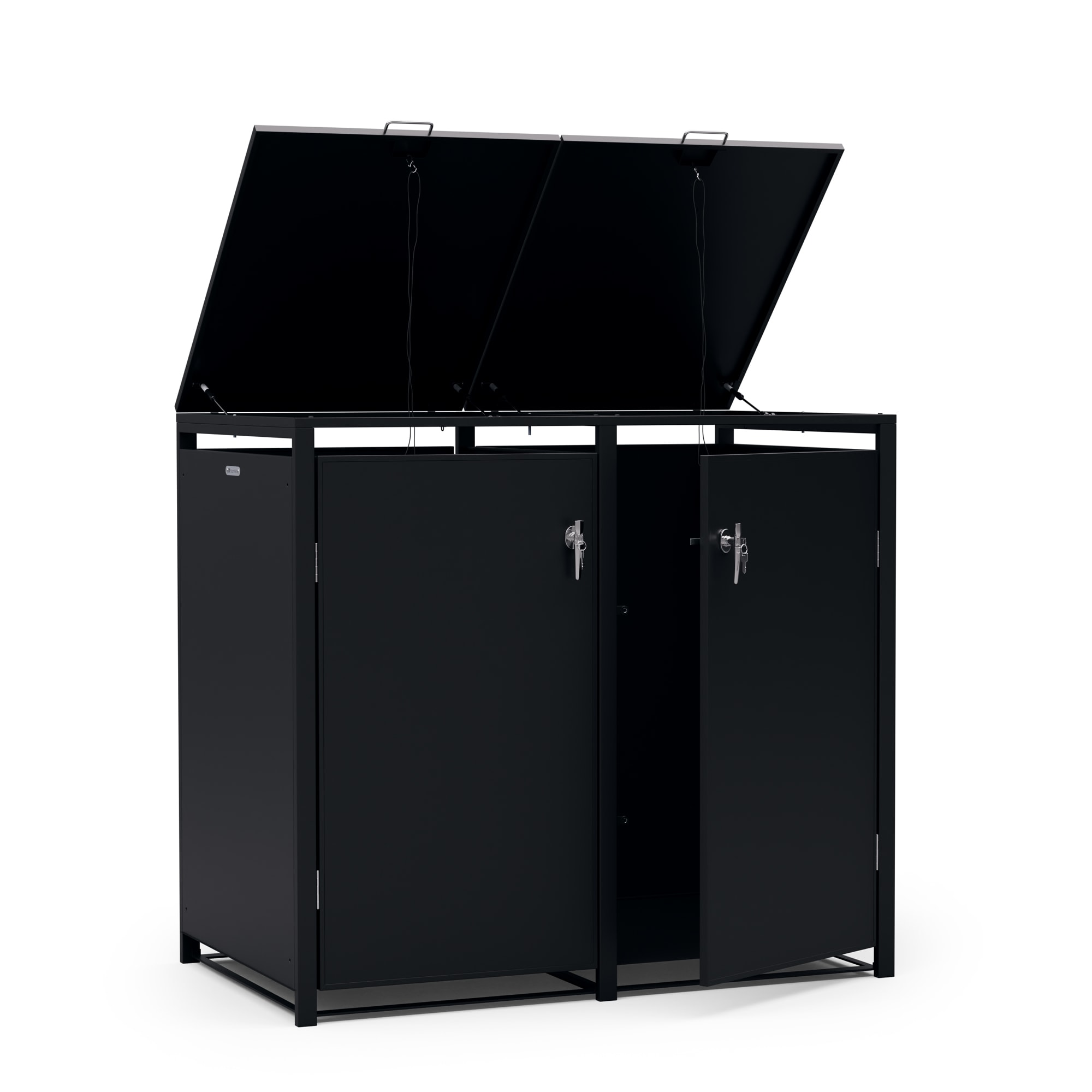 Blumfeldt BinSafe caja de basura 2 papeleras 240 L resistente a la intemperie con cerradura acero galvanizado