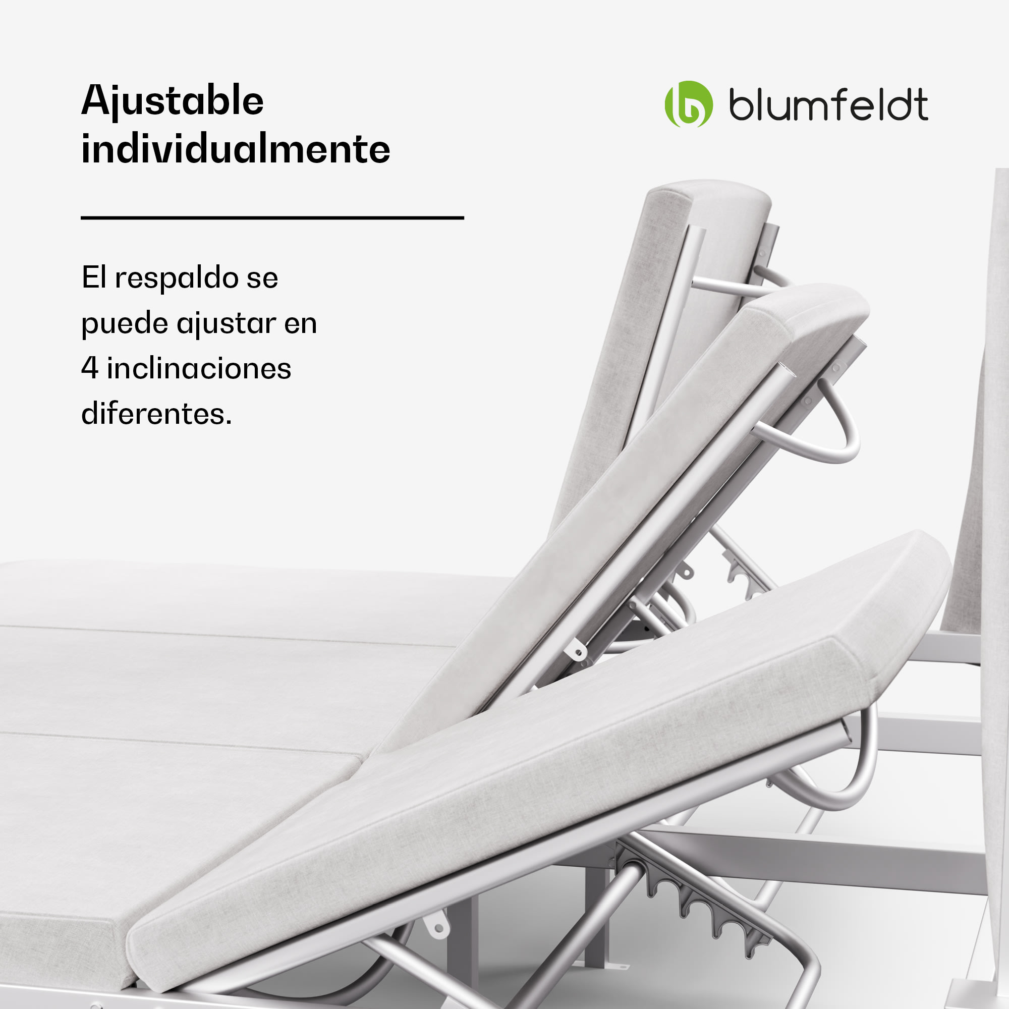 Blumfeldt Tumbona Triple Eremitage | protección solar | hasta 3 personas | marco de aluminio | resistente a la intemperie