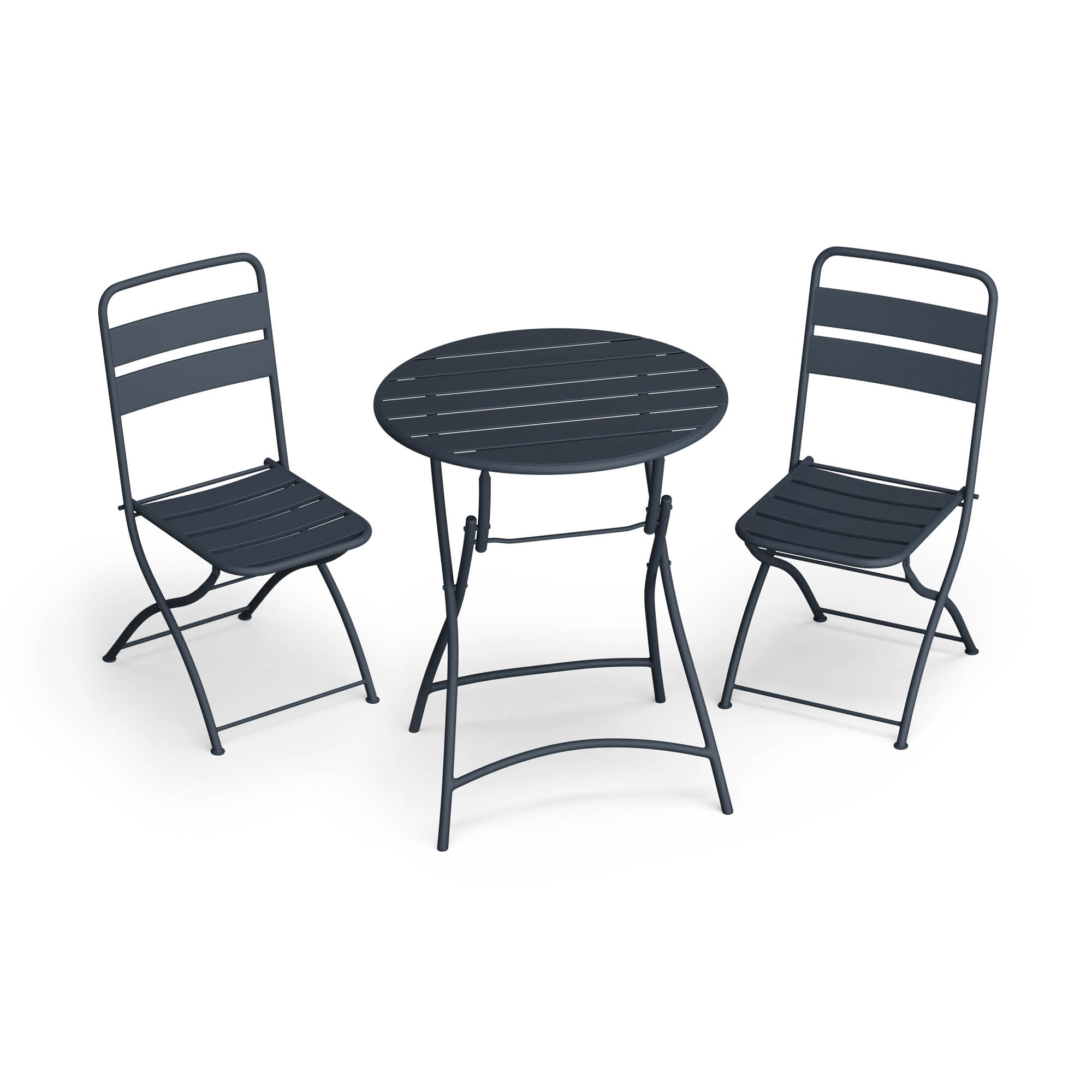 Blumfeldt RetroChic - Set da giardino | 1 tavolo + 2 sedie | 60 cm | Pieghevole | Rivestito | Resistente alle intemperie