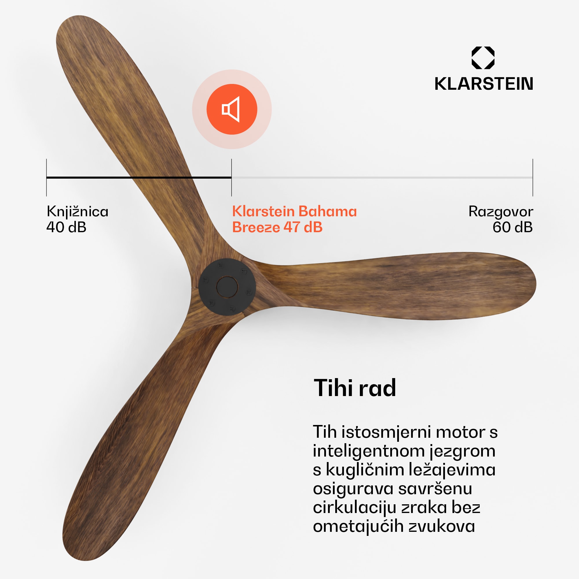 Klarstein Pametni stropni ventilator Bahama Breeze, lopatice rotora od punog drva, daljinski upravljač + upravljanje pomoću aplikacije