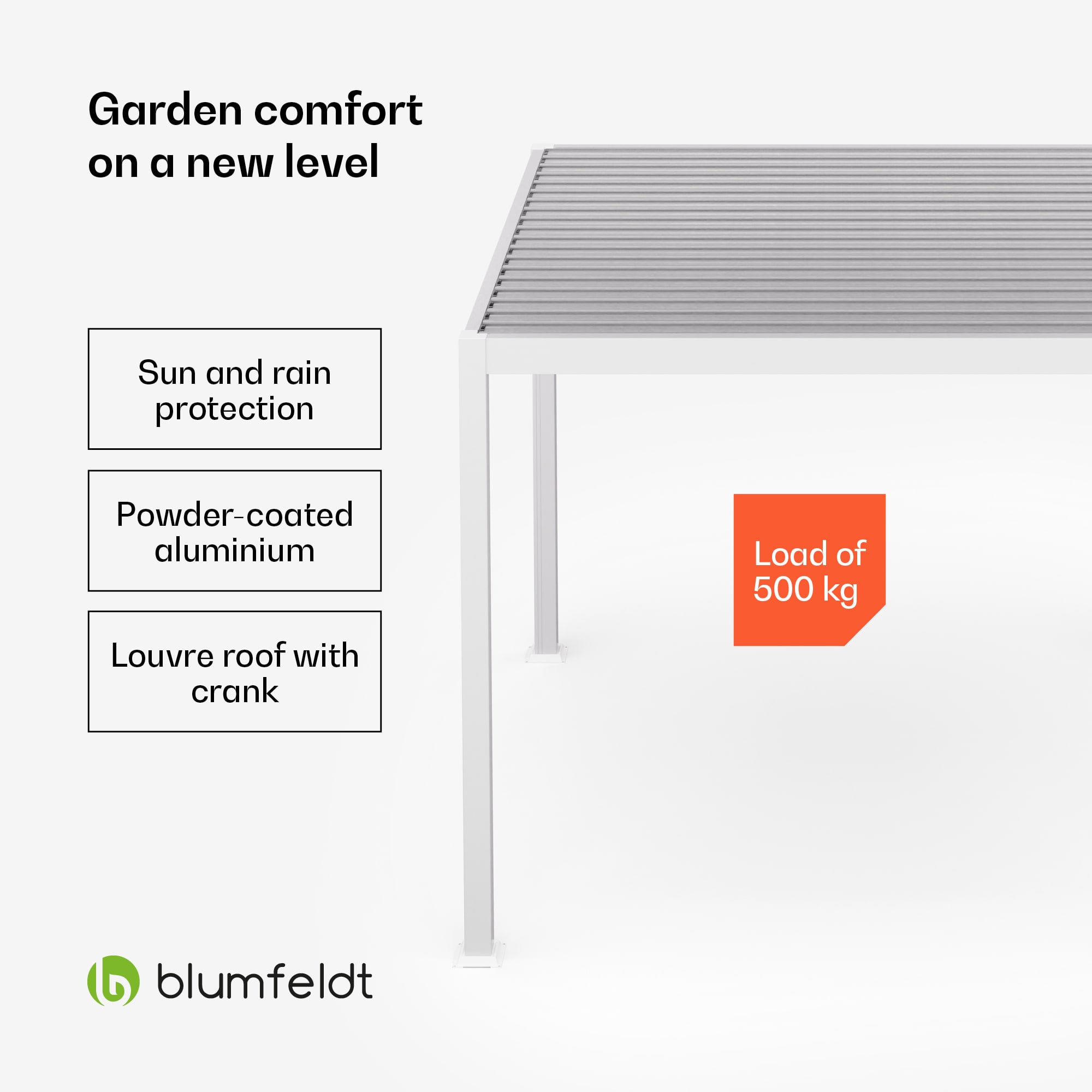 Blumfeldt LuminaHaven gazebo 3x3 m galvanised slatted steel roof protects against sun, rain and wind