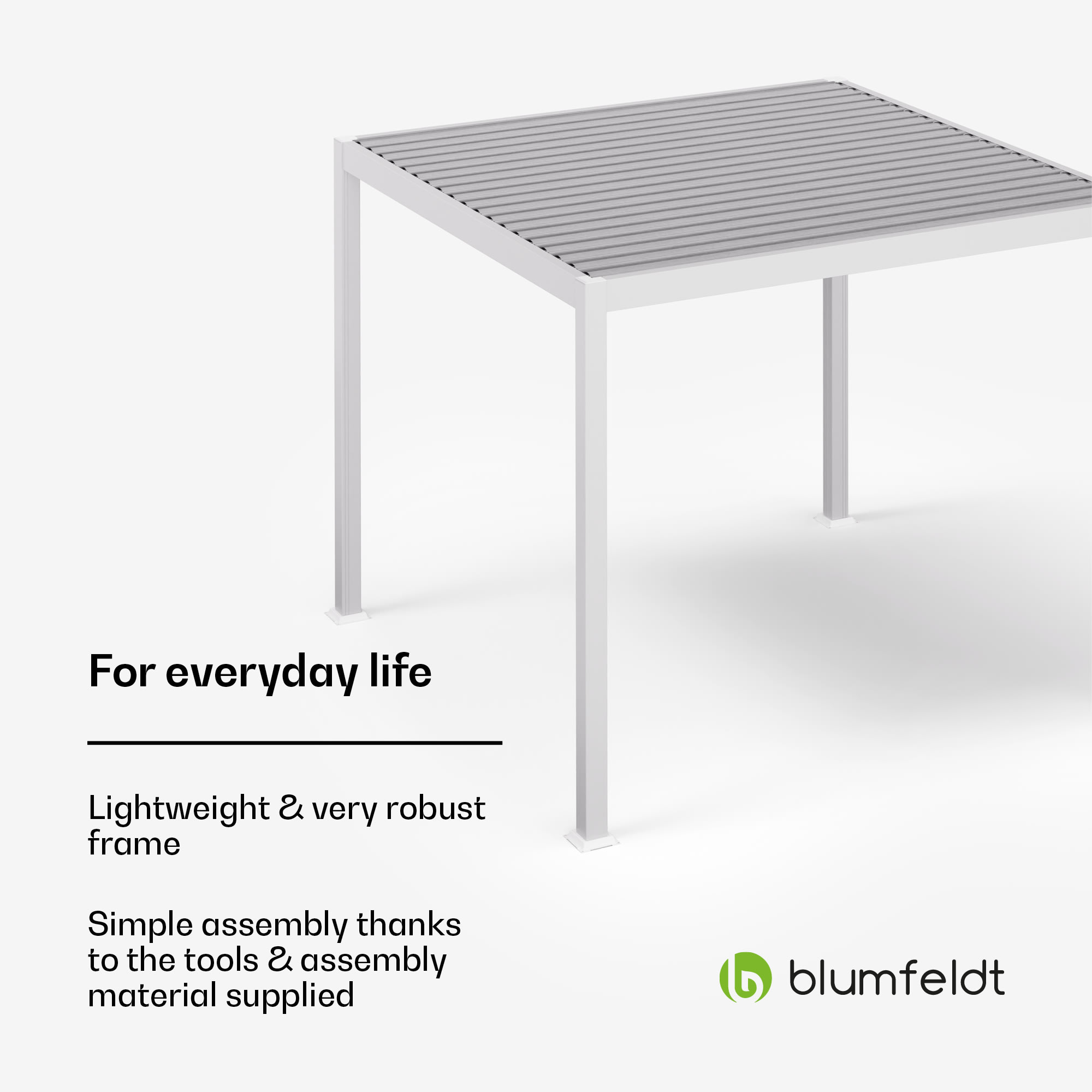 Blumfeldt LuminaHaven gazebo 3x3 m galvanised slatted steel roof protects against sun, rain and wind
