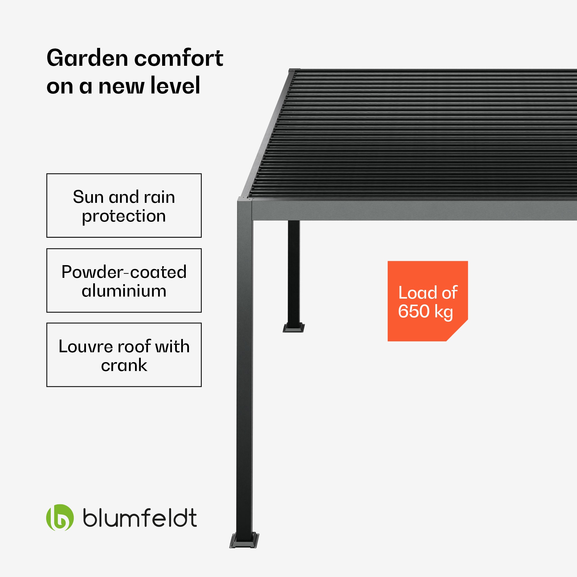 Blumfeldt LuminaHaven gazebo 3x4 m galvanised slatted steel roof protects against sun, rain and wind